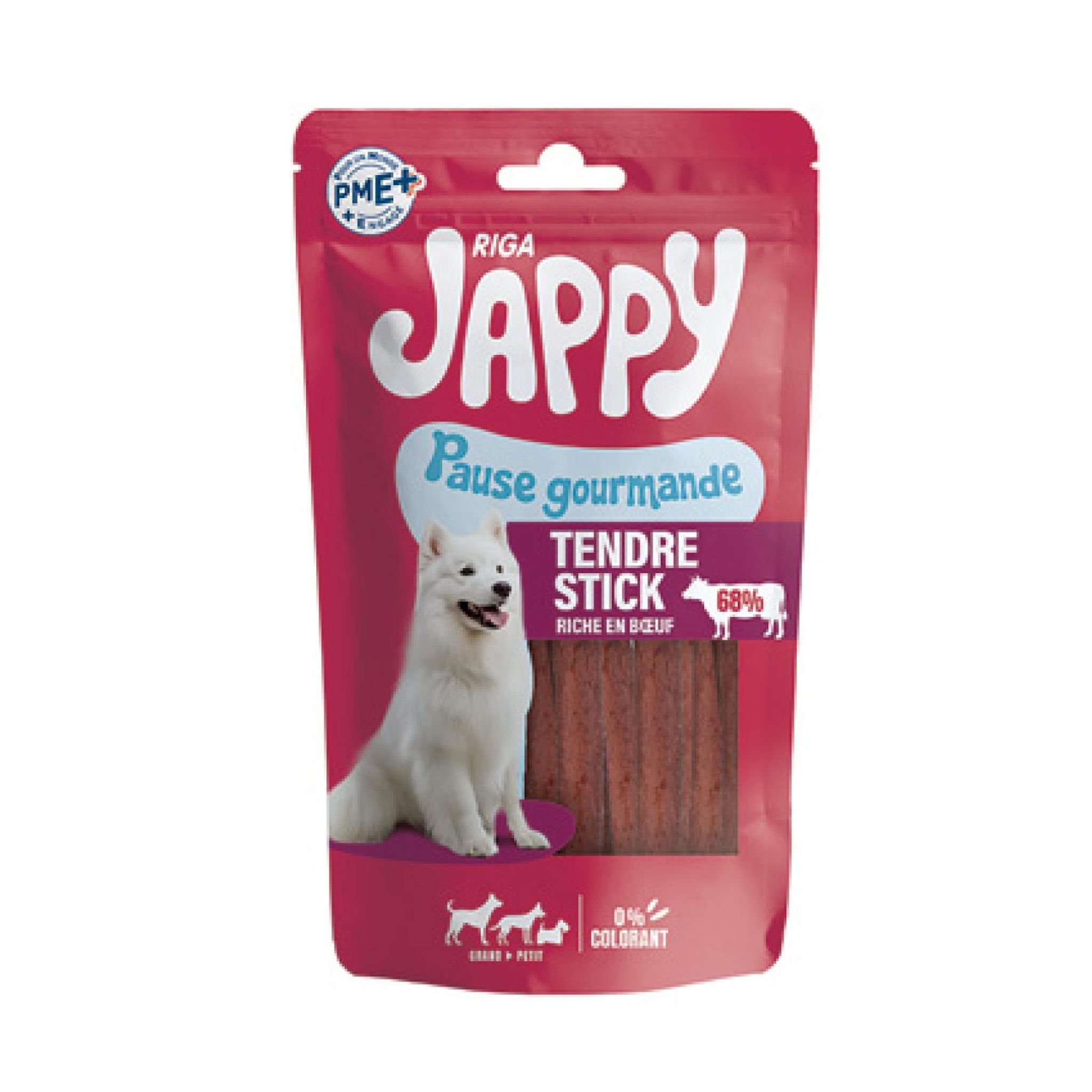RIGA Jappy Friandises tendre stick au boeuf pour chien 8 sticks 70g
