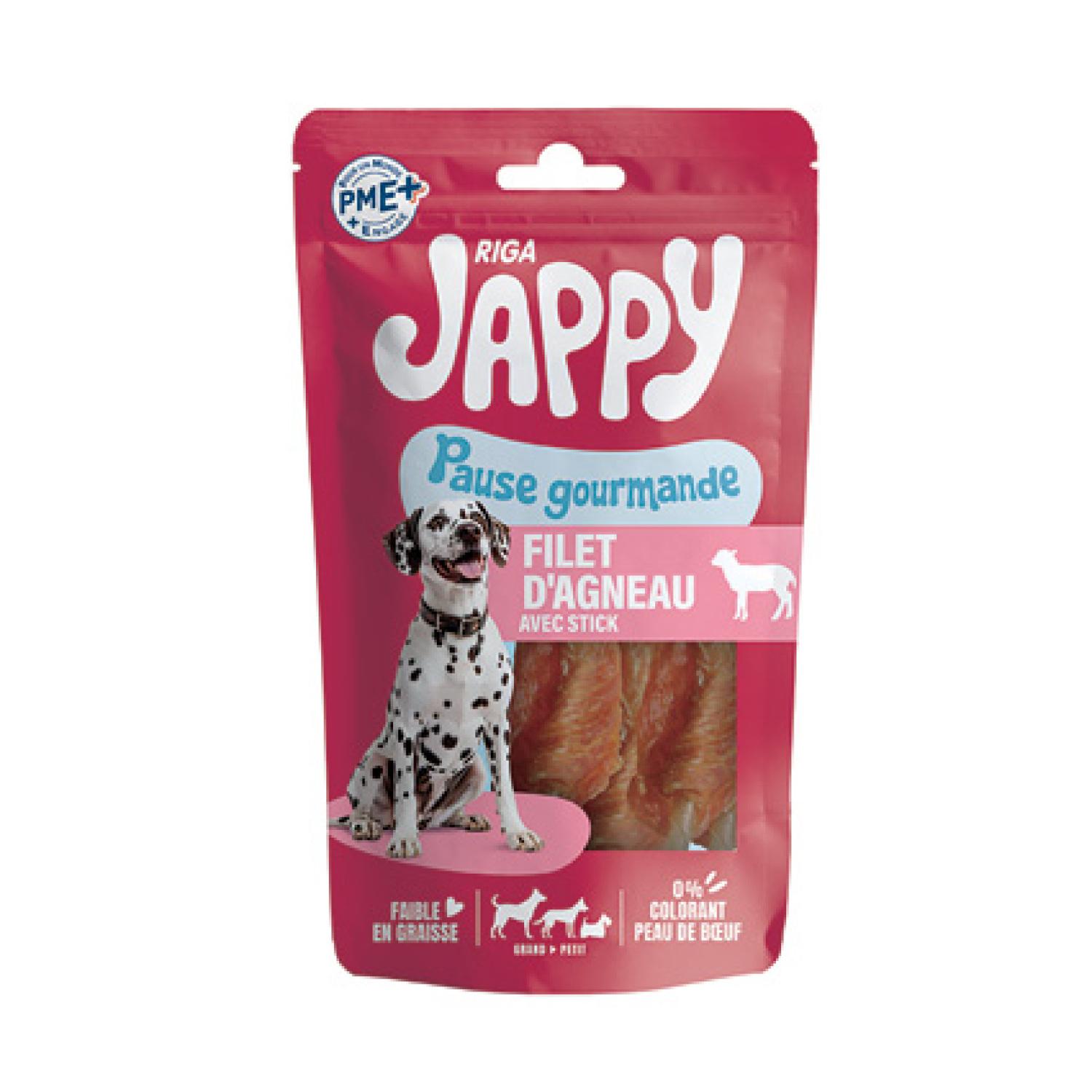 RIGA Jappy Friandises filet d'agneau avec stick pour chien 75g