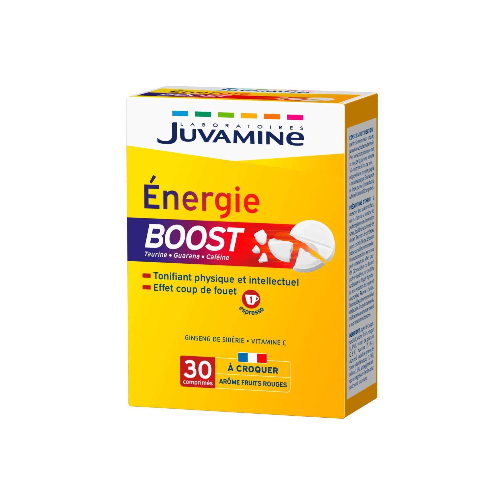 JUVAMINE Comprimés à croquer Boost energie avec caféine taurine et guarana 30 comprimés