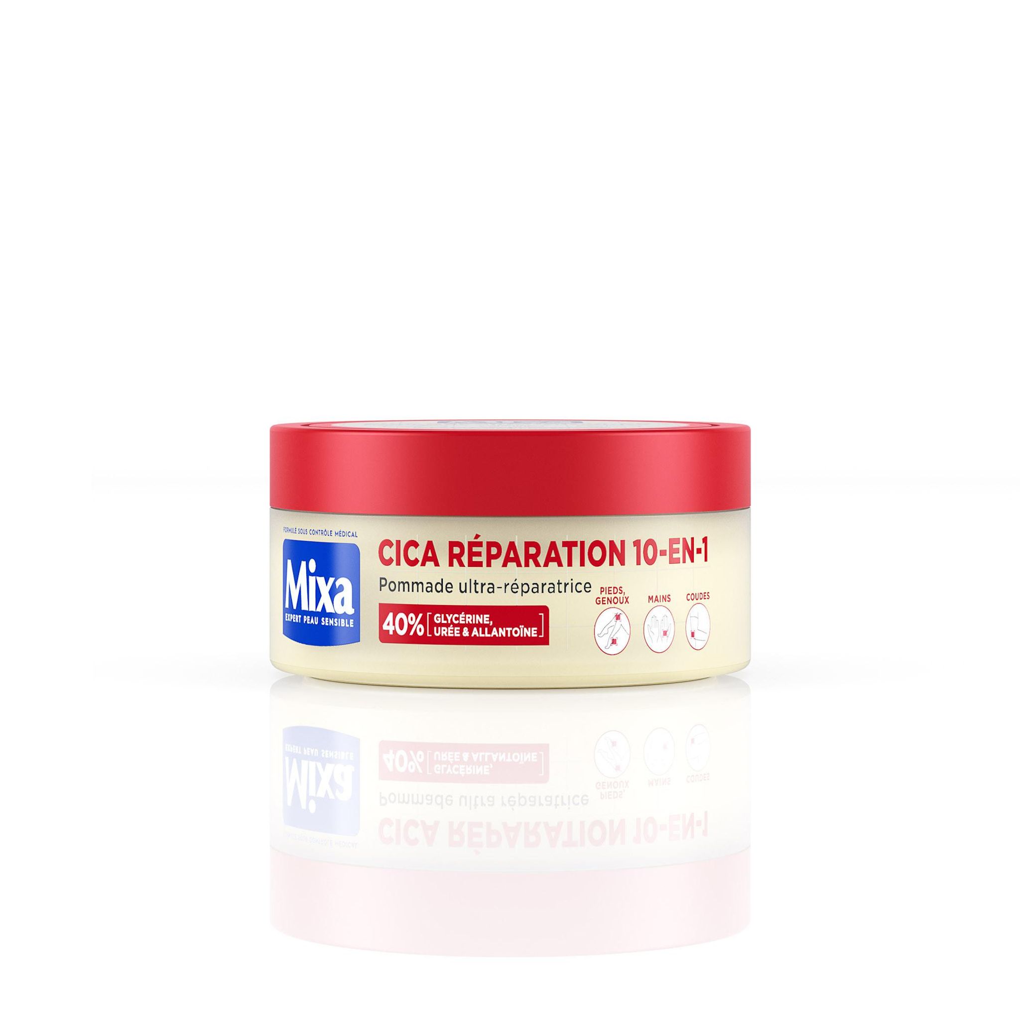 MIXA Cica Réparation 10en1 pommade ultra-réparatrice glycérine, urée, allantoïne pieds genoux mains coudes 150ml