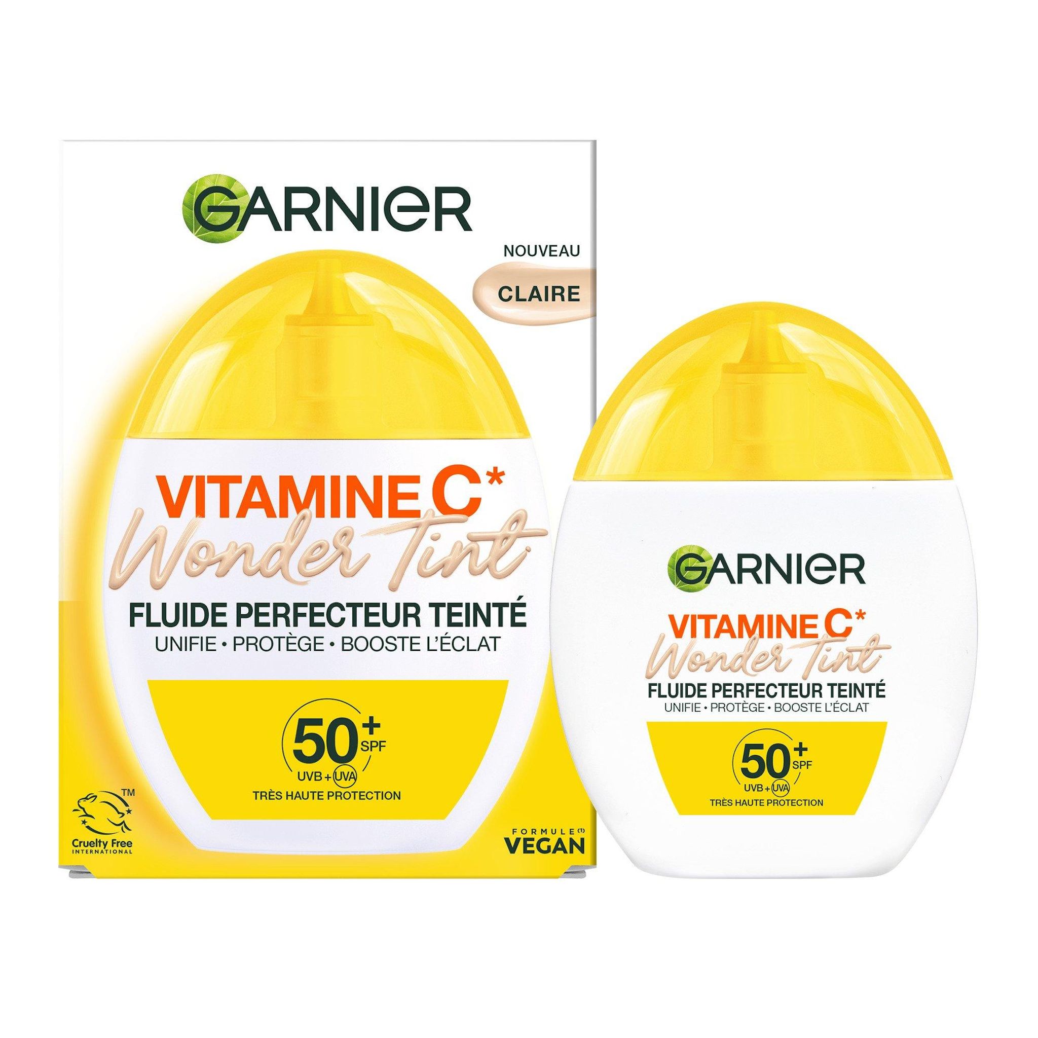 Voir la diapositive 3 : GARNIER Vitamine C wonder tint fluide perfecteur teinté SPF50+ 40ml