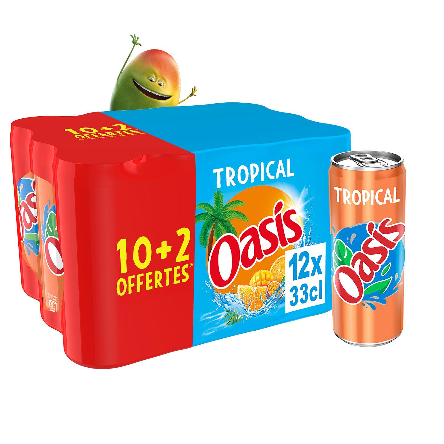 OASIS Boisson aux fruits goût tropical boîtes 10+2 offertes 12x33cl