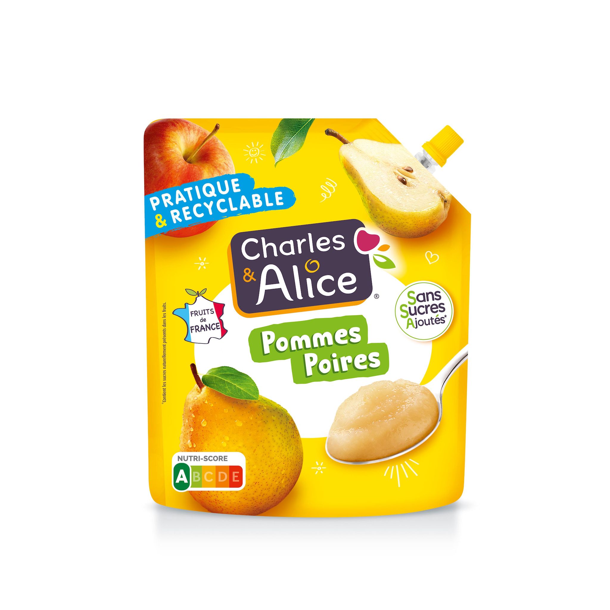 CHARLES & ALICE Purée de pommes poires sans sucres ajoutés 600g