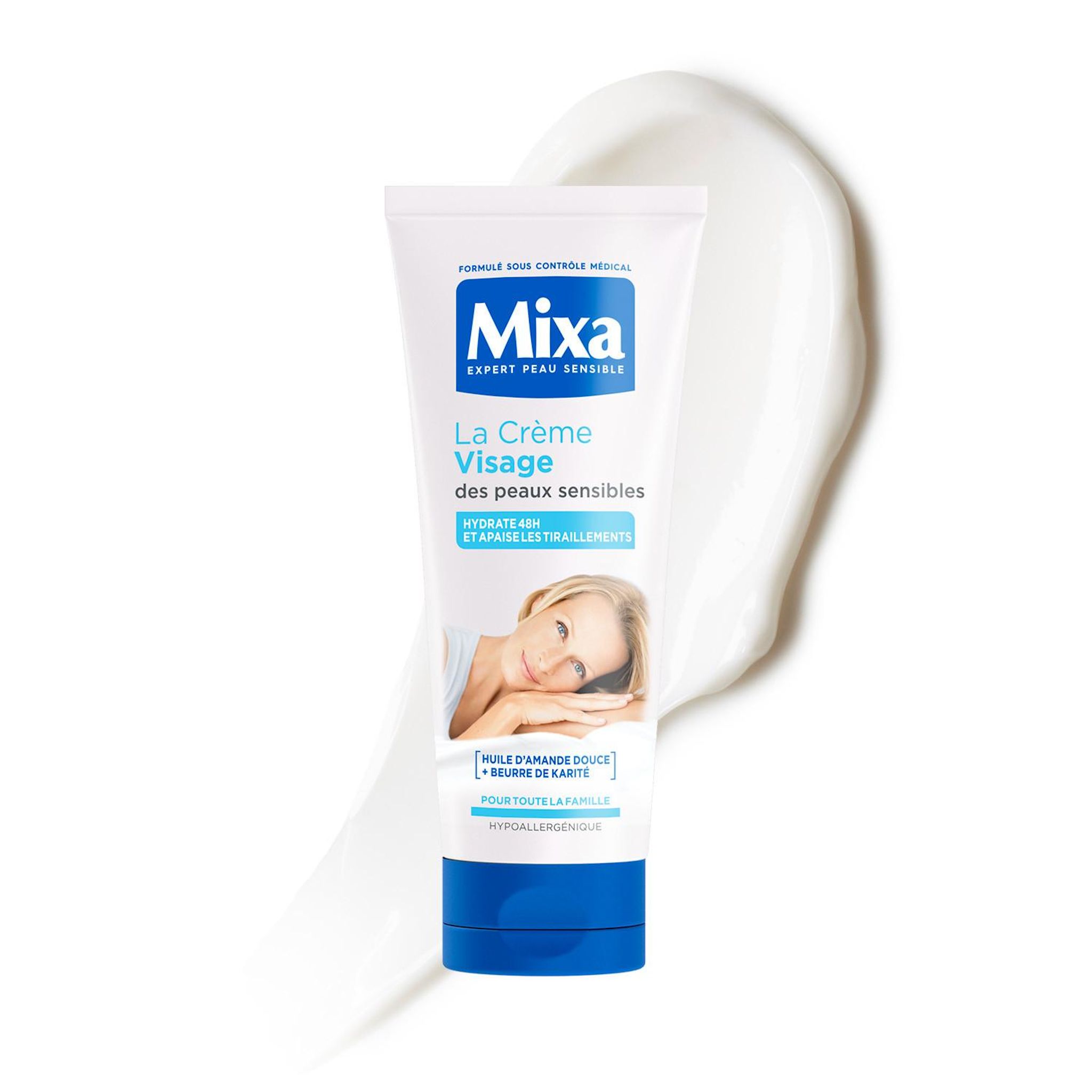 MIXA La crème visage des peaux sensibles huile d'amande douce, beurre de karité pour toute la famille 100ml