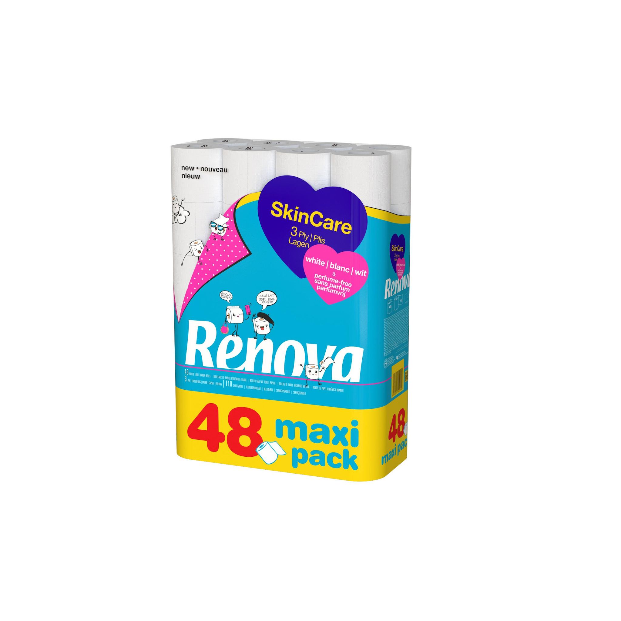 RENOVA Papier hygiénique skin care 3 plis 48 pièces