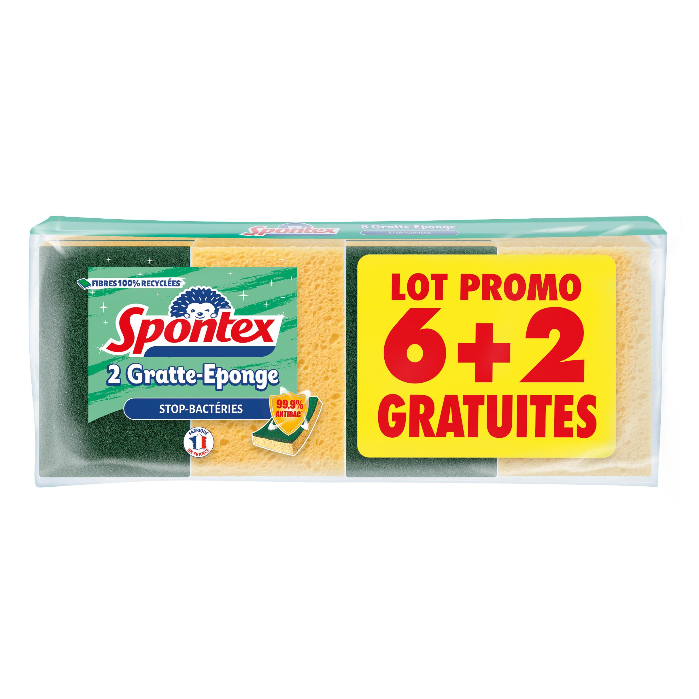 SPONTEX Eponge grattante stop bactéries 8 éponges