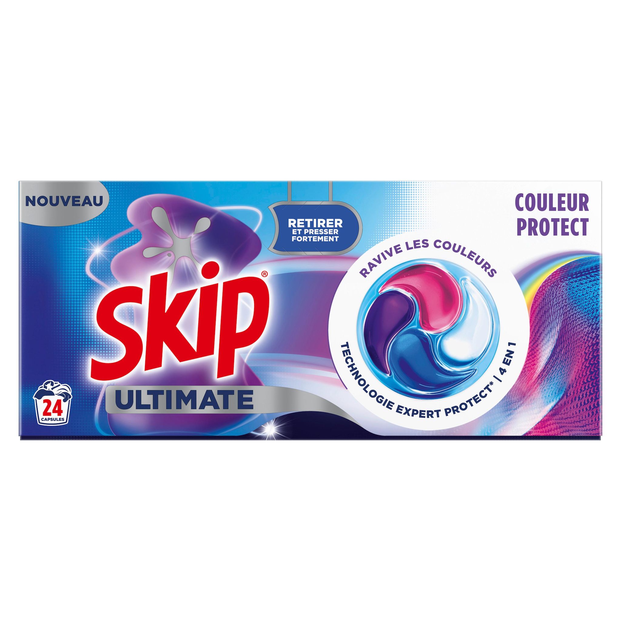 Voir la diapositive 2 : SKIP Lessive Capsules Ultimate 4en1 Couleur protect 24 Lavages 24 doses