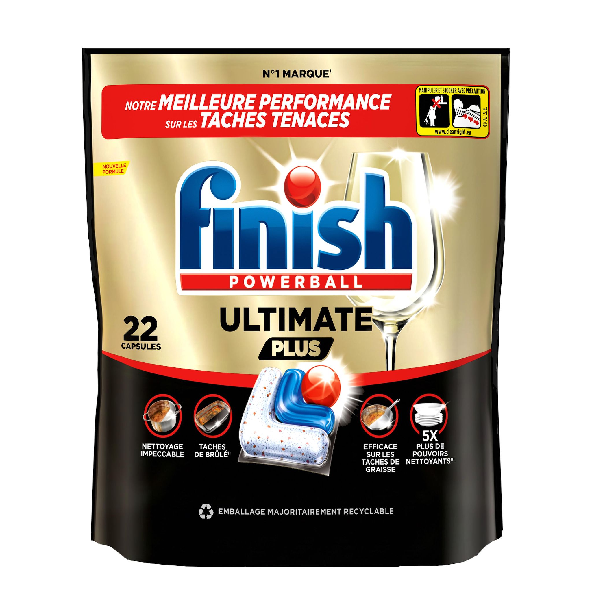 FINISH Capsules lave-vaisselle ultimate plus tout en 1 22 capsules