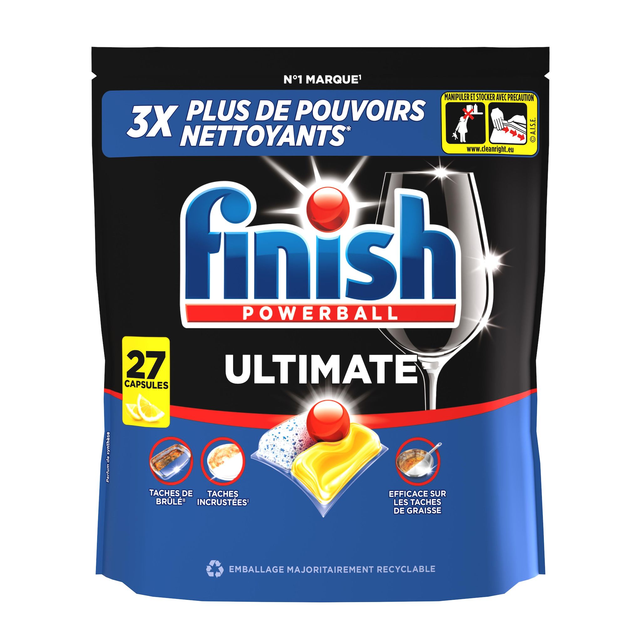 FINISH Capsules lave-vaisselle ultimate citron 27 capsules