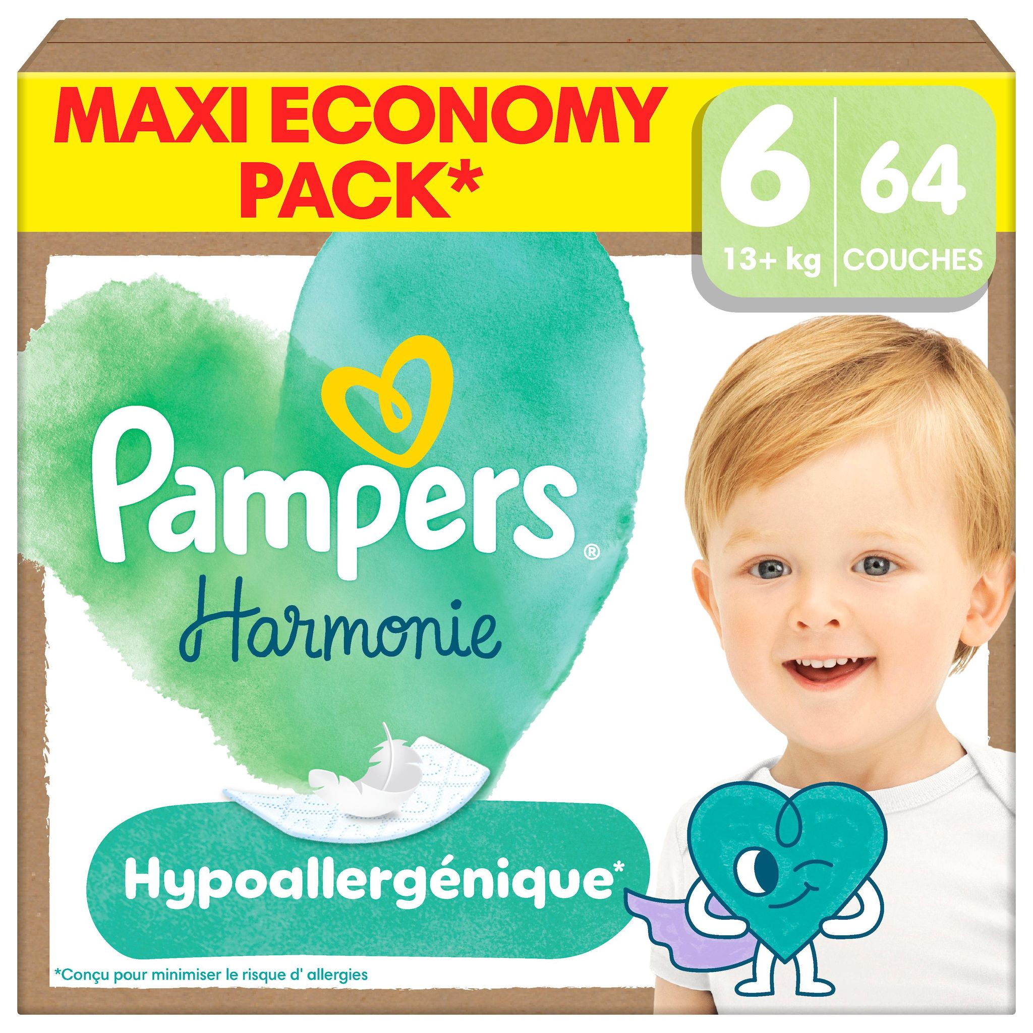 Voir la diapositive 2 : PAMPERS Harmonie couches taille 6 (13kg+) 64 couches