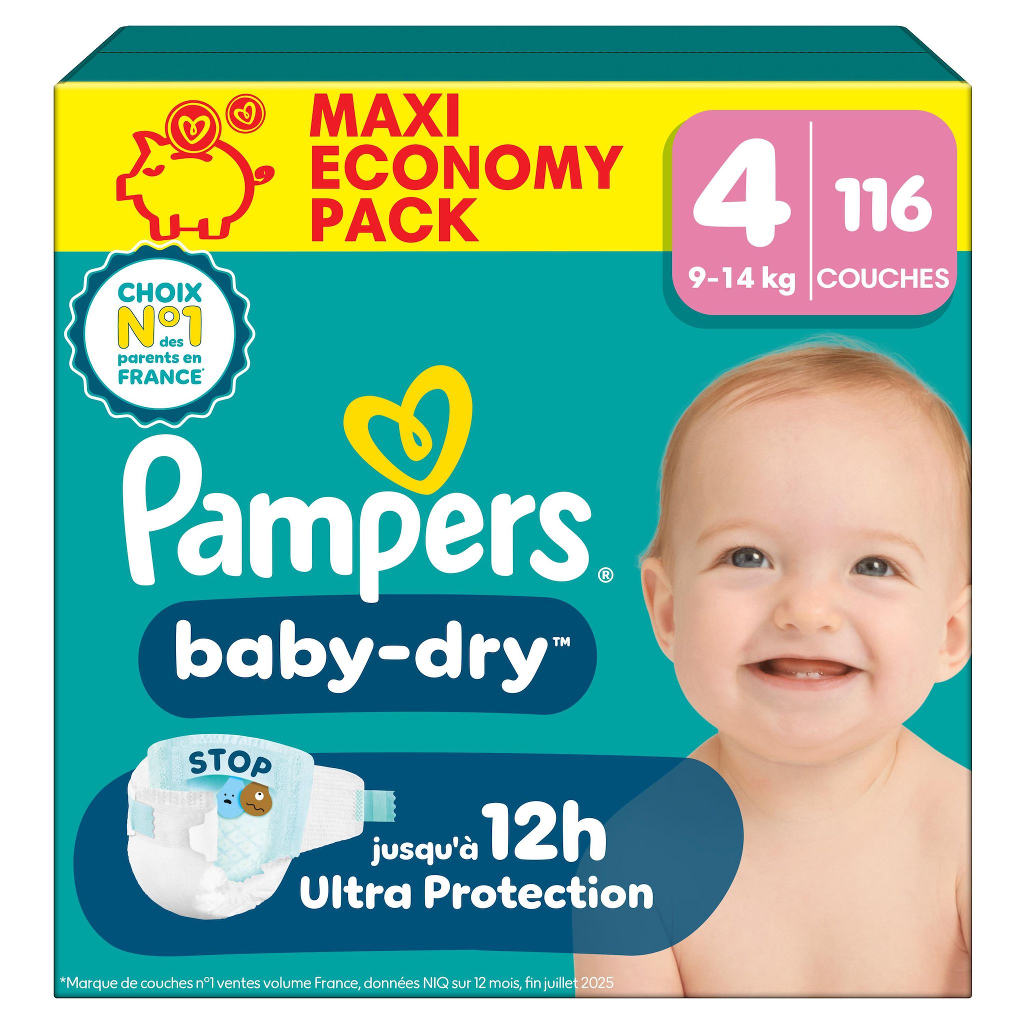 PAMPERS Baby Dry couches taille 4 (9-14kg) 116 couches