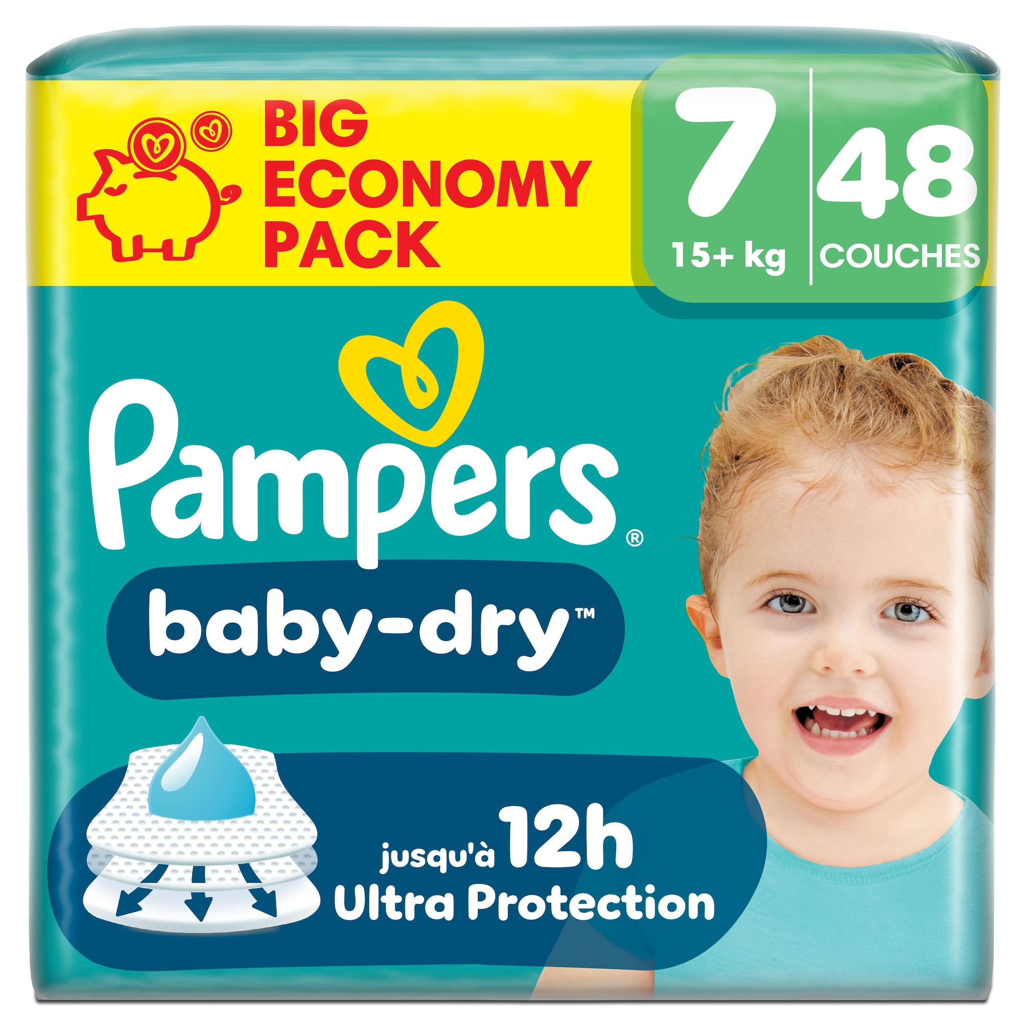 PAMPERS Baby Dry couches taille 7 (15kg+) 48 couches