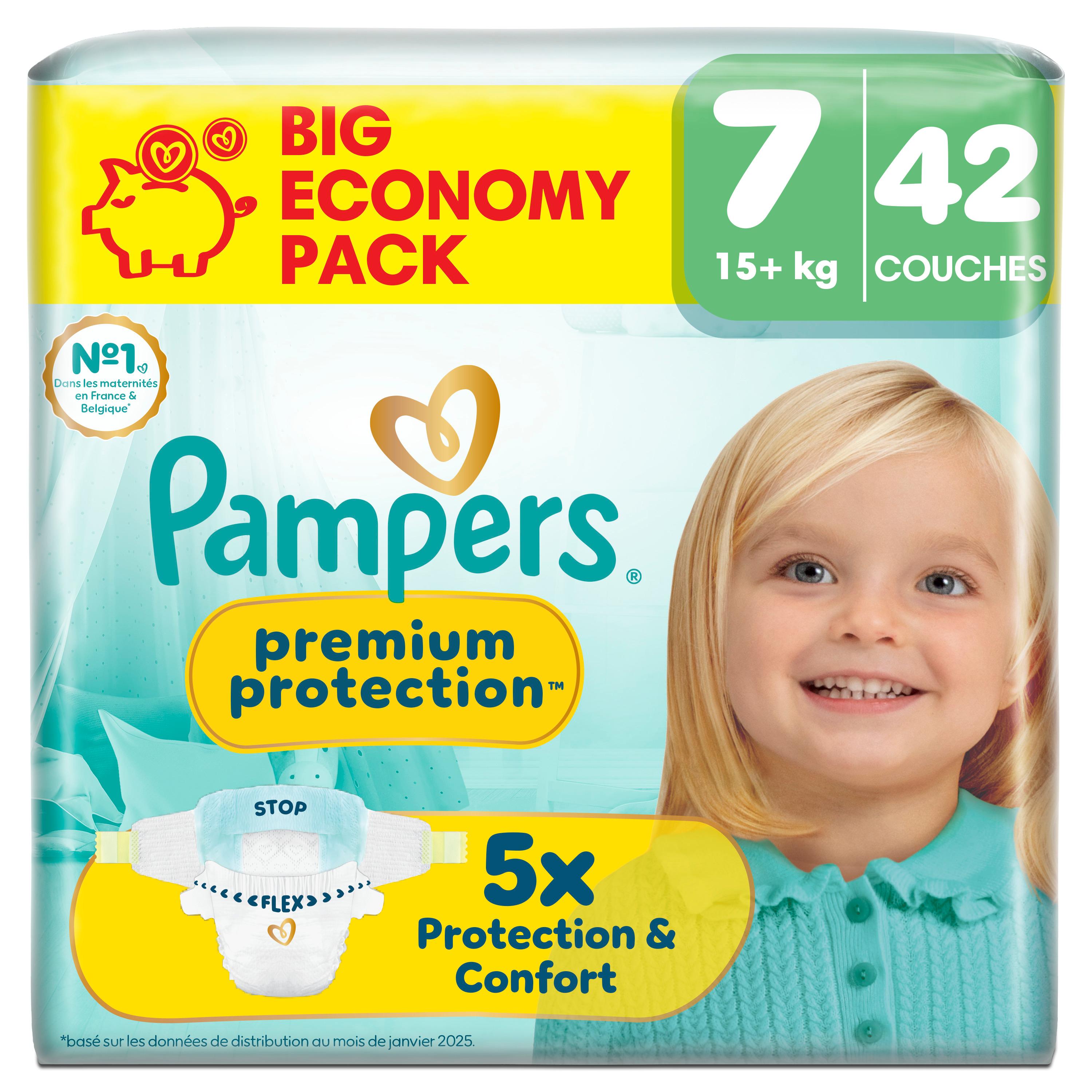 PAMPERS Premium Protection Couches taille 7 (15kg+) 42 couches