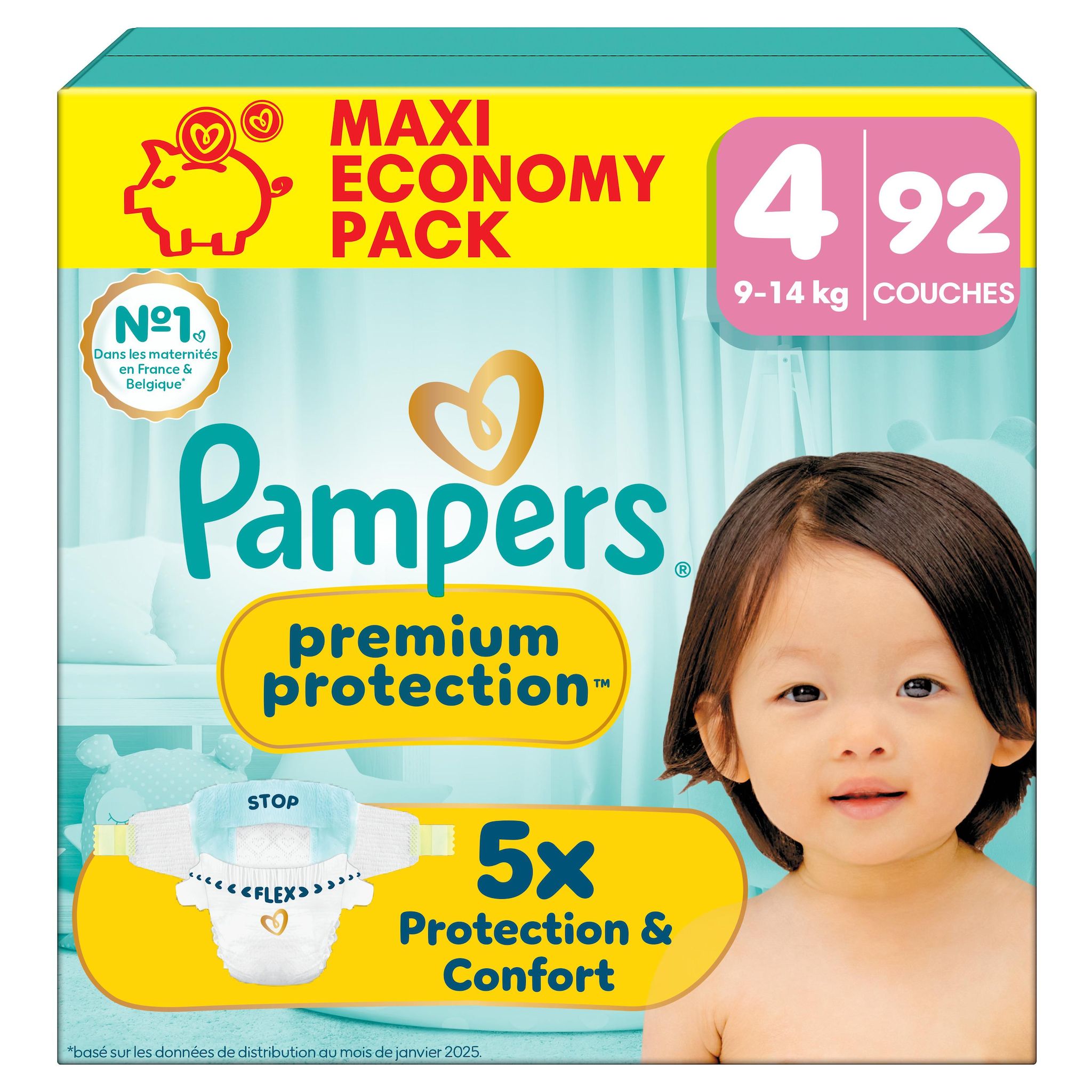 PAMPERS Premium Protection couches taille 4 (9-14kg) 92 couches