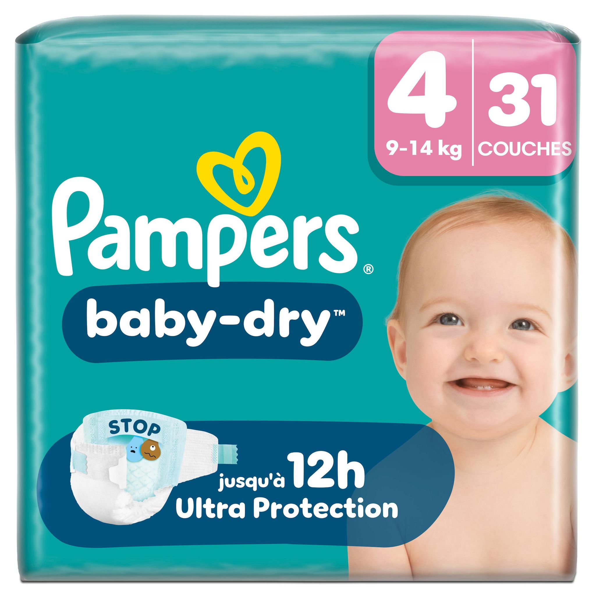 PAMPERS Baby Dry couches taille 4 (9-14kg) 31 couches