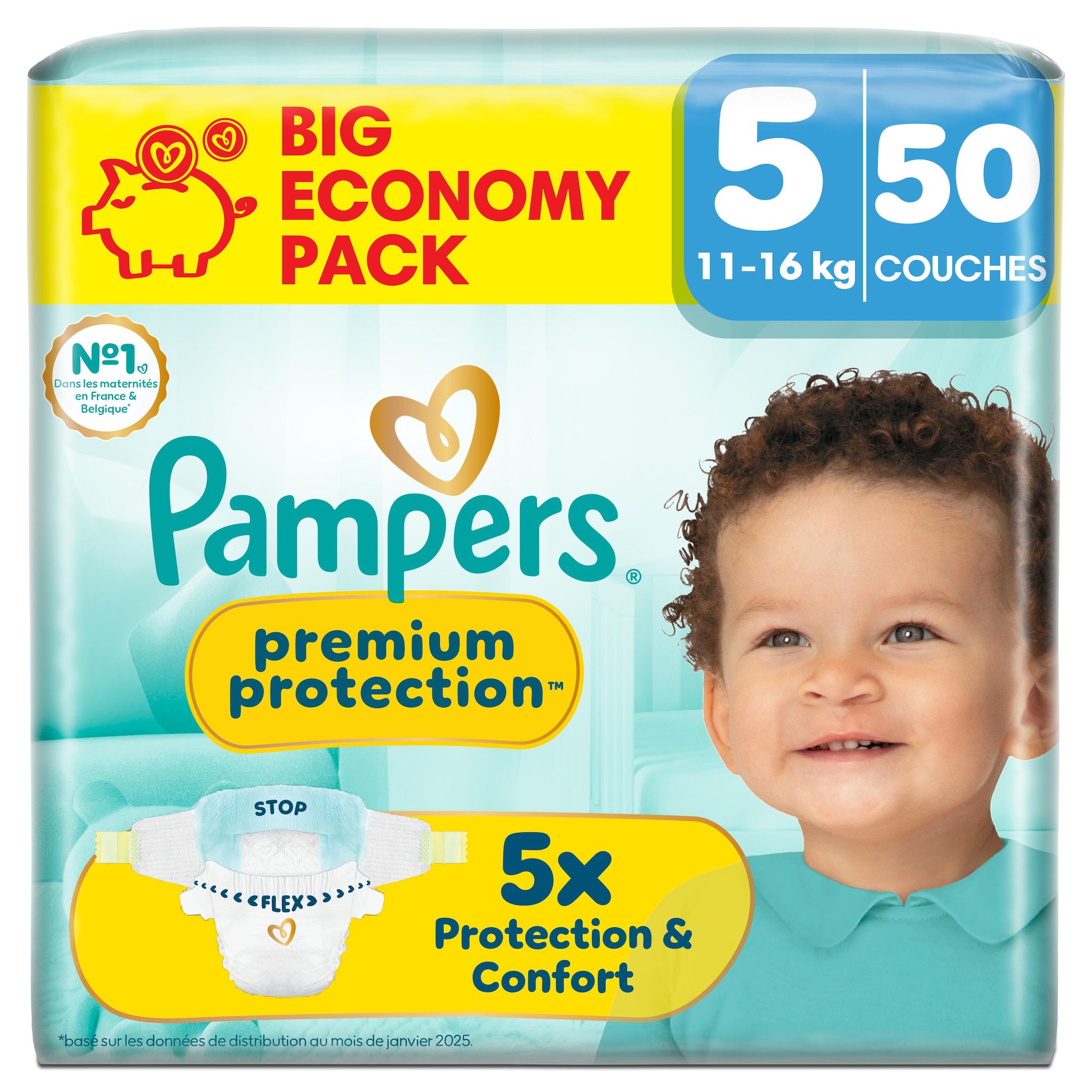 PAMPERS Premium Protection couches taille 5 (11-16kg) 50 couches