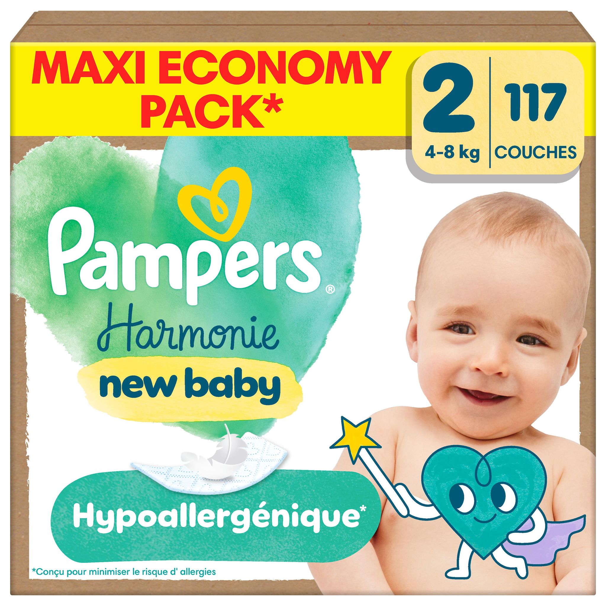 PAMPERS Harmonie nouveau-né couches taille 2 (4-8kg) 117 couches