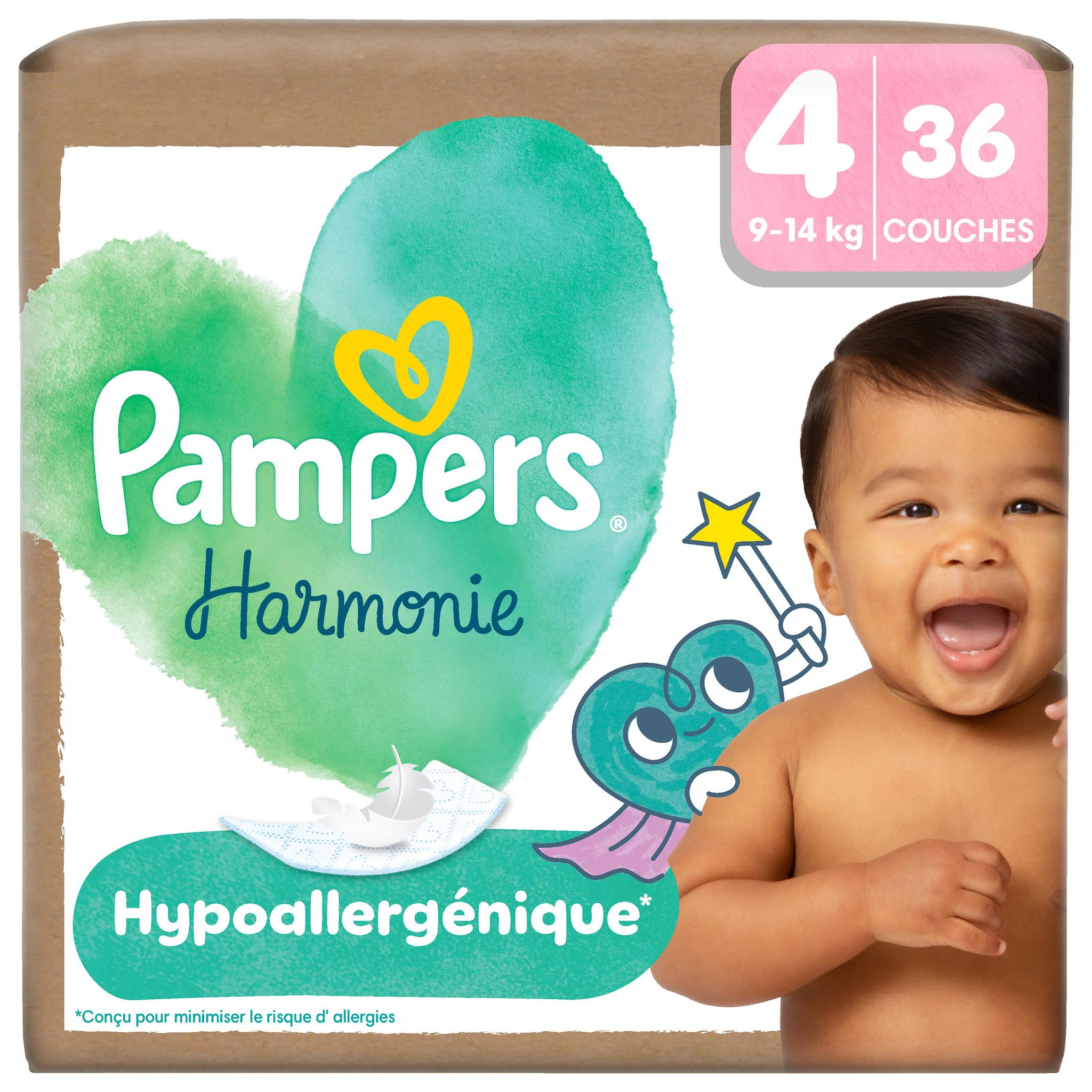 PAMPERS Harmonie couches taille 4 (9-14kg) 36 couches