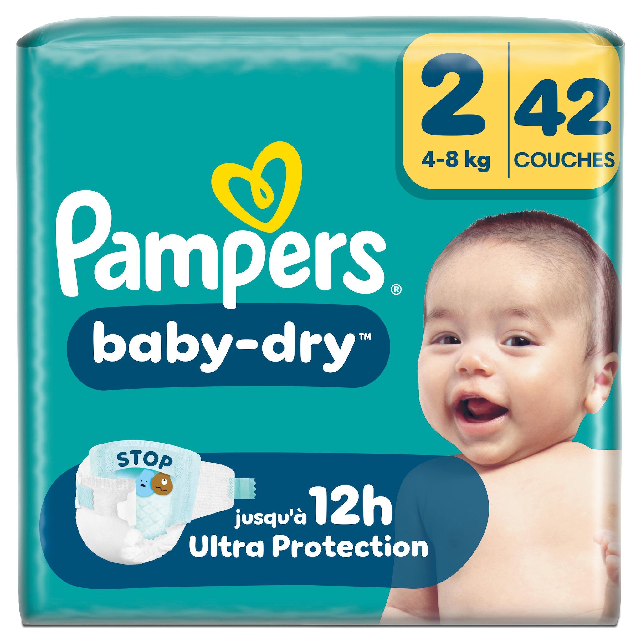 PAMPERS Baby Dry couches taille 2 (4-8kg) 42 couches