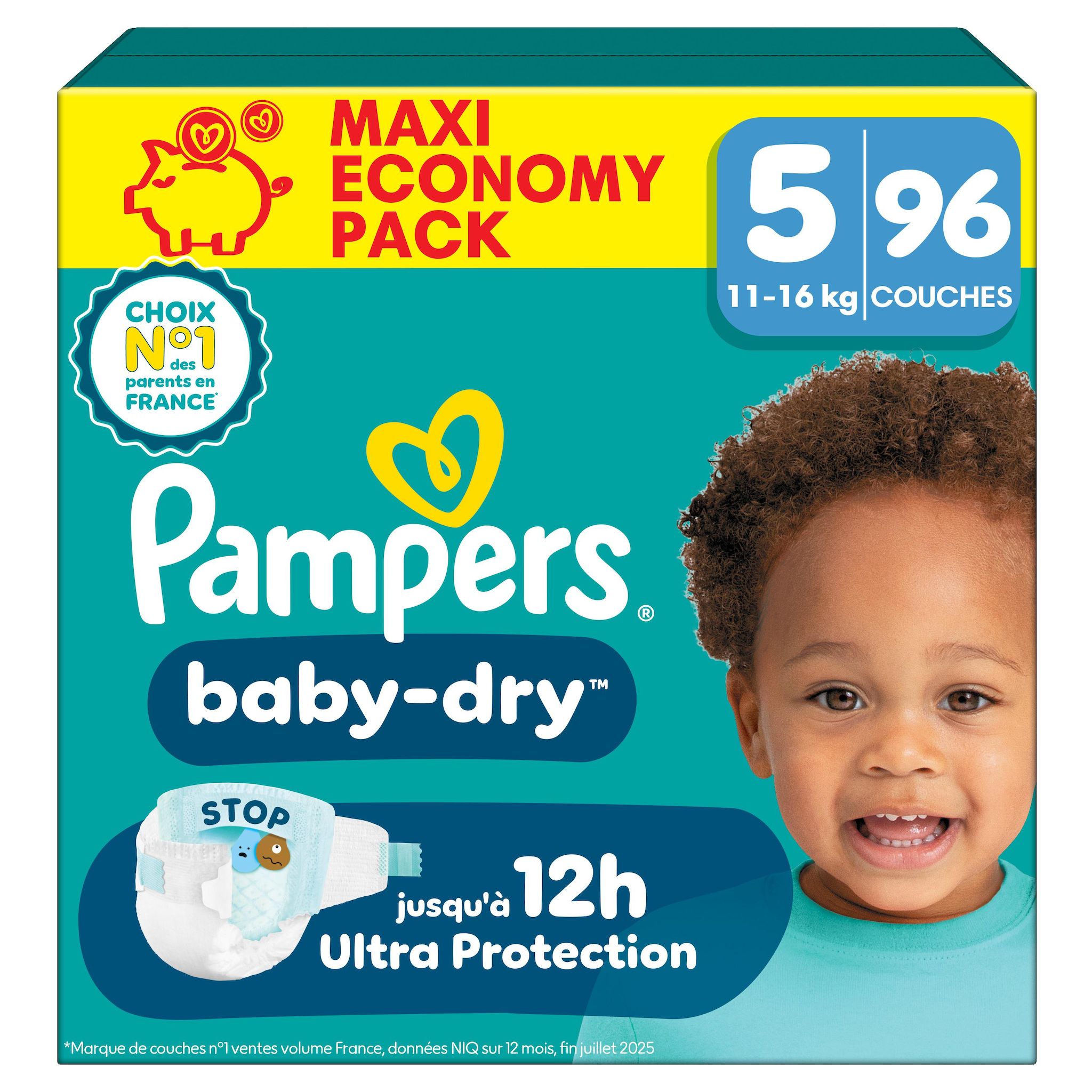 PAMPERS Baby Dry couches taille 5 (11-16kg) 96 couches