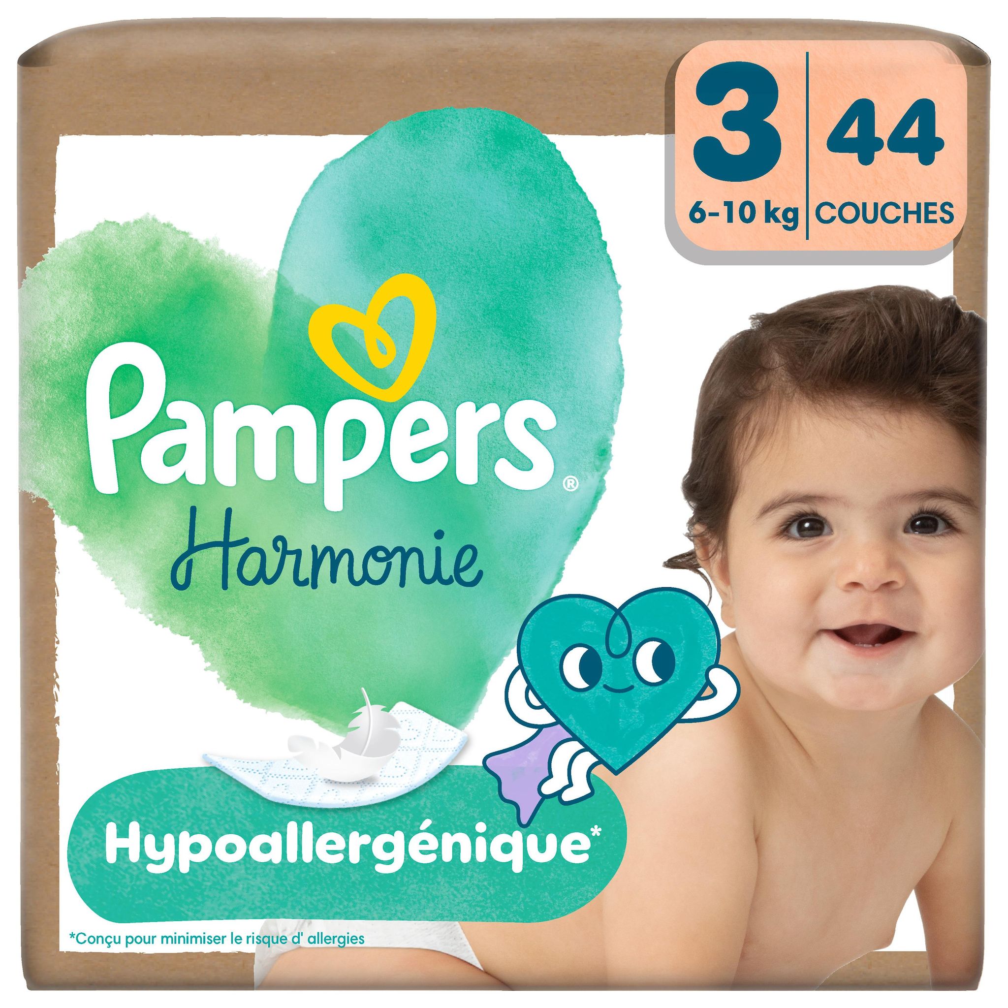 PAMPERS Harmonie couches taille 3 (6-10kg) 44 couches