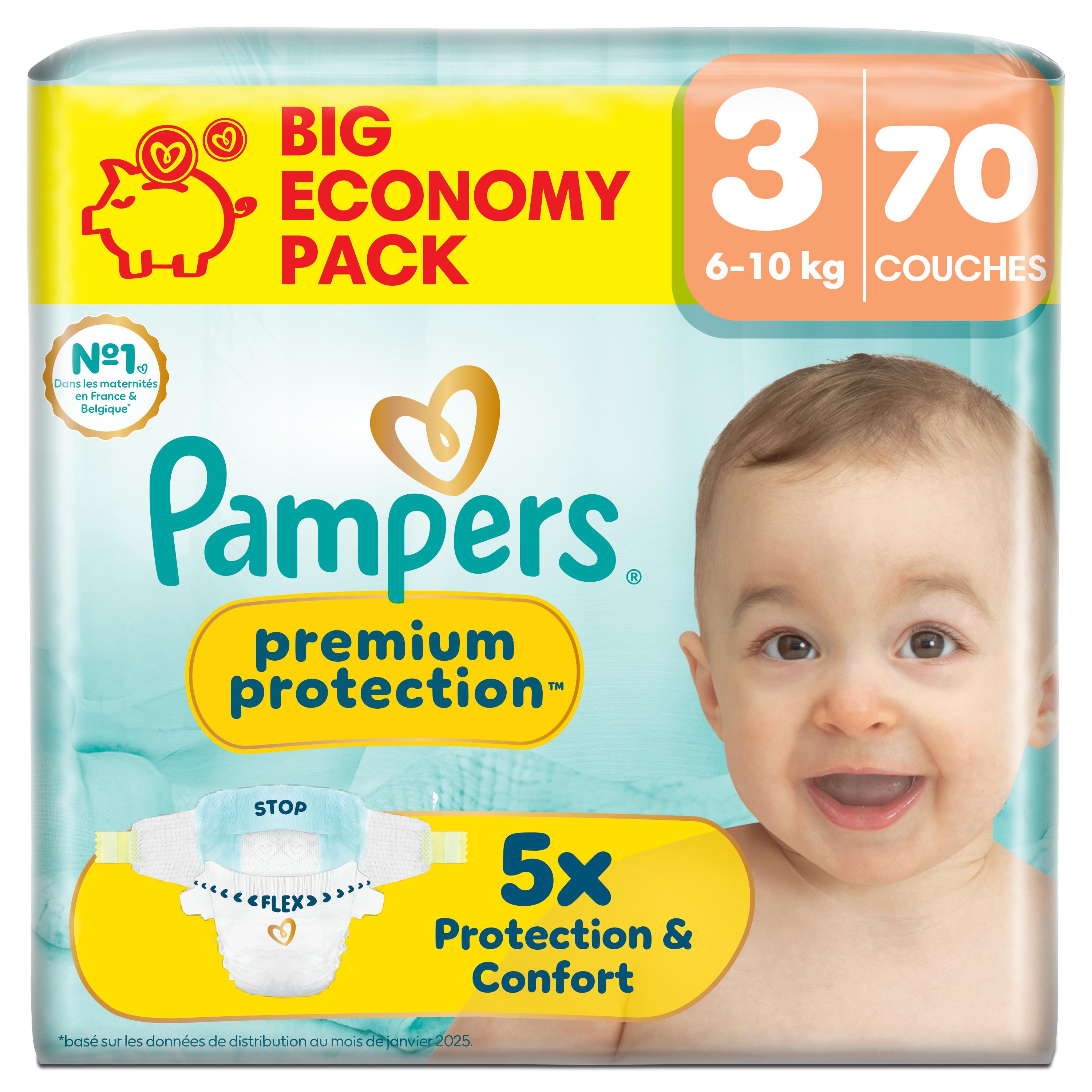 PAMPERS Premium Protection Couches taille 3 (6-10kg) 70 couches