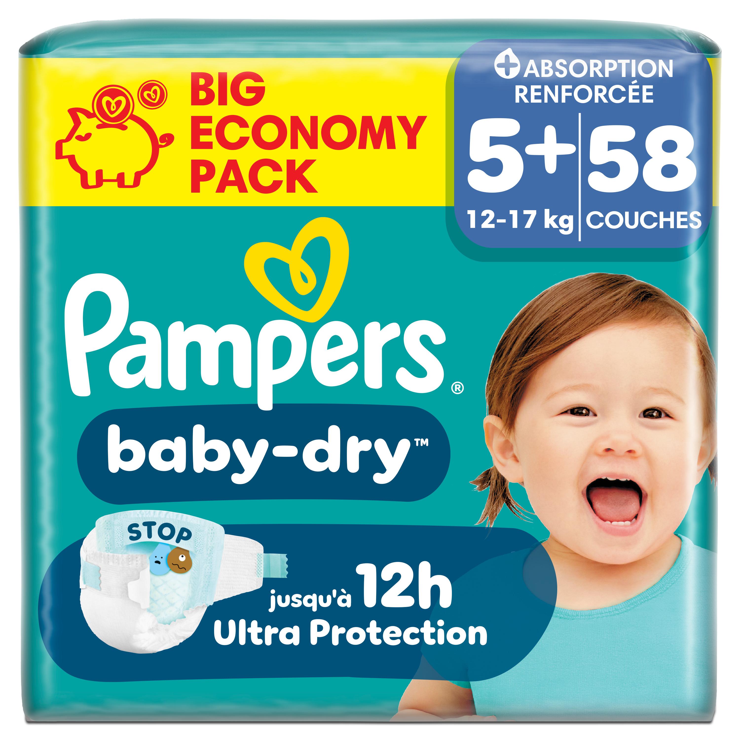 PAMPERS Baby Dry couches taille 5+ (12-17kg) 58 couches