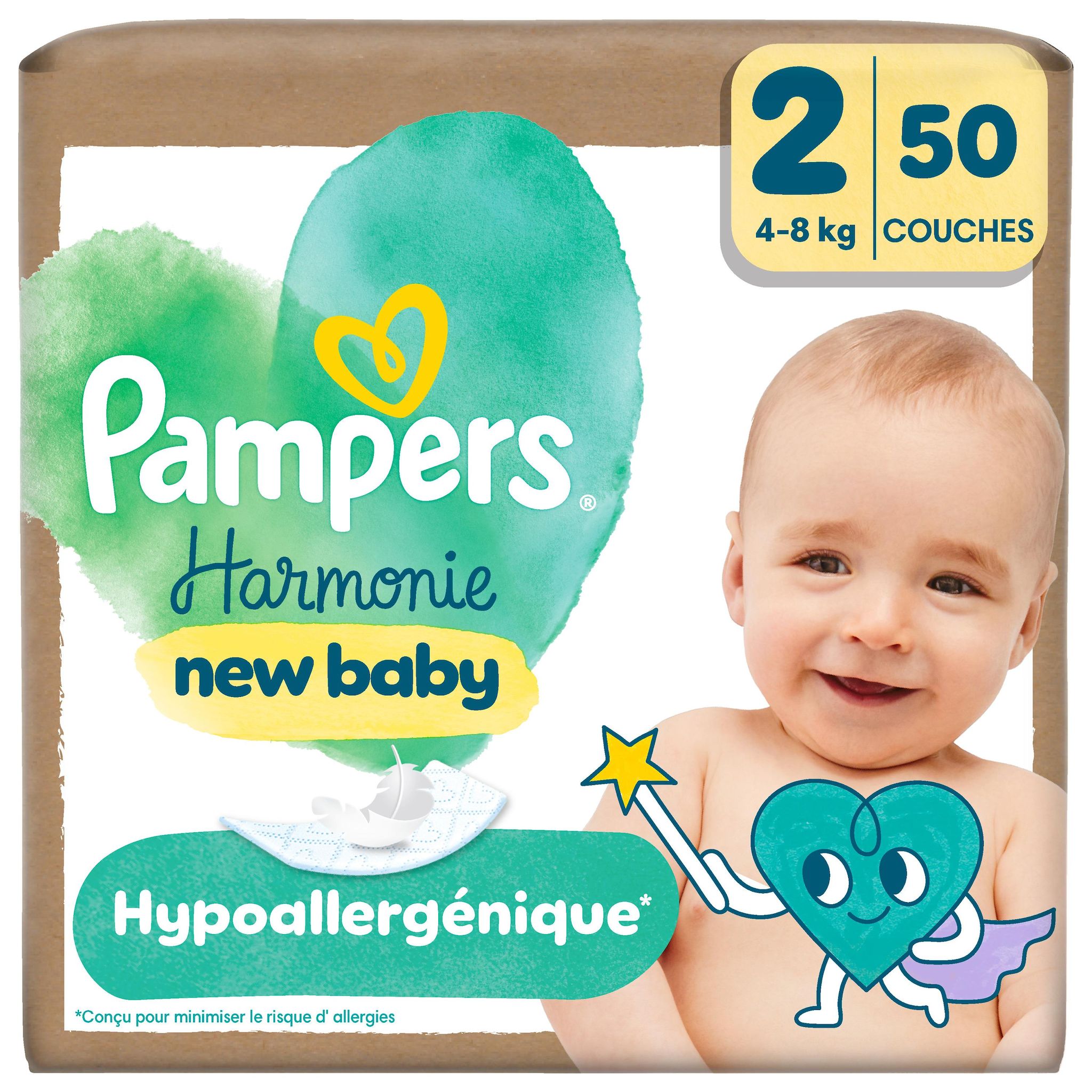 PAMPERS Harmonie couches taille 2 (4-8kg) 50 couches