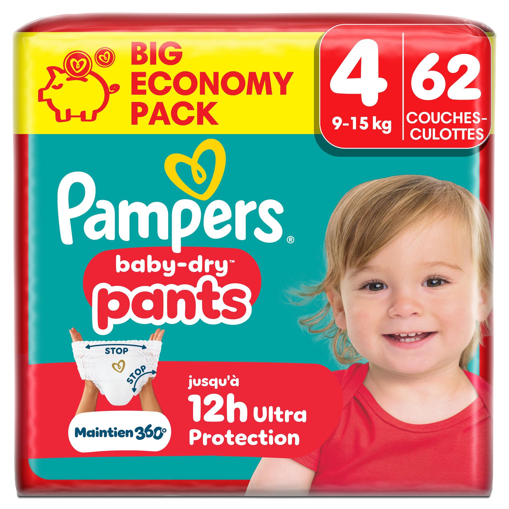 PAMPERS Baby Dry couches-culottes taille 4 (9-15kg) 62 couches-culottes