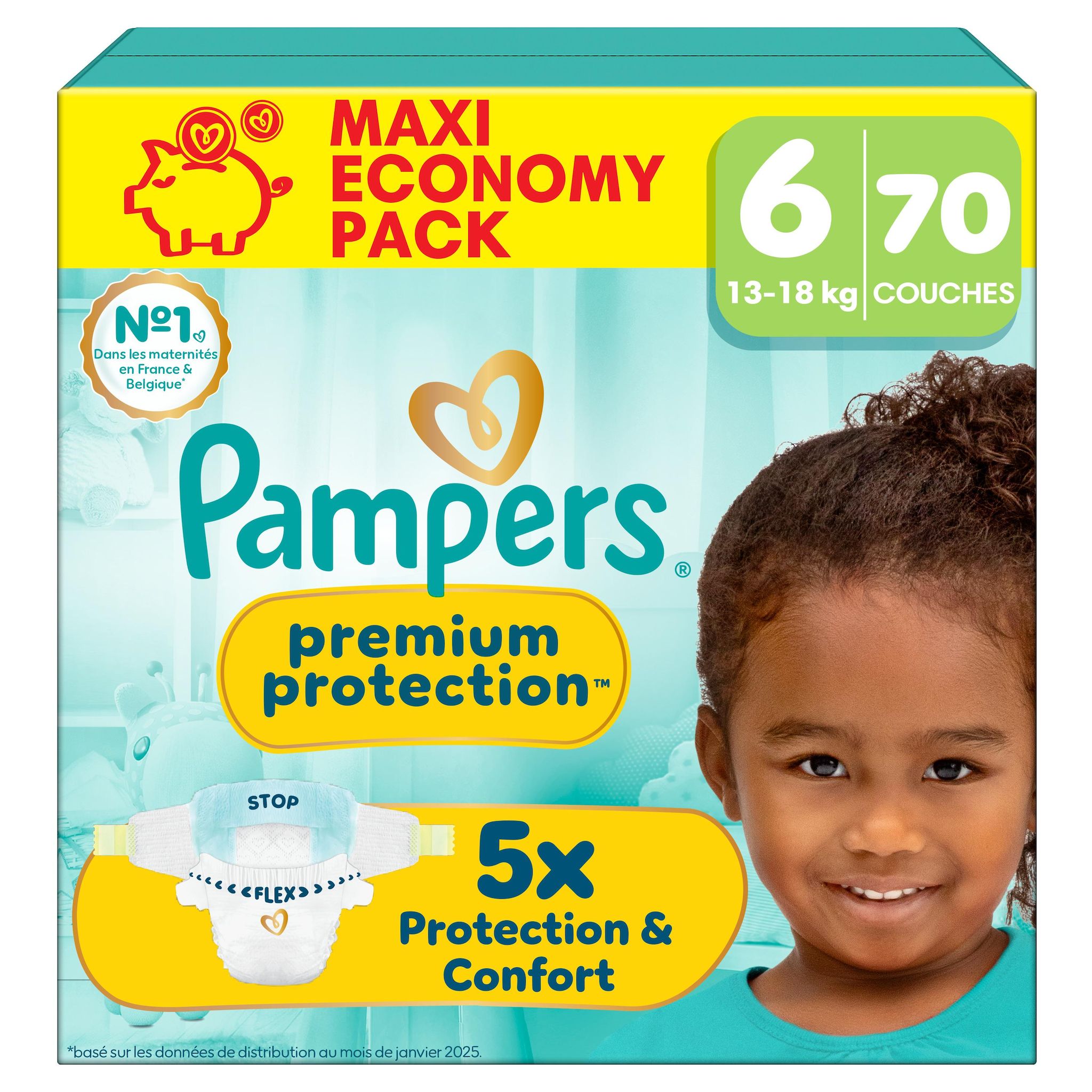 PAMPERS Premium Protection couches taille 6 (13-18kg)) 70 couches