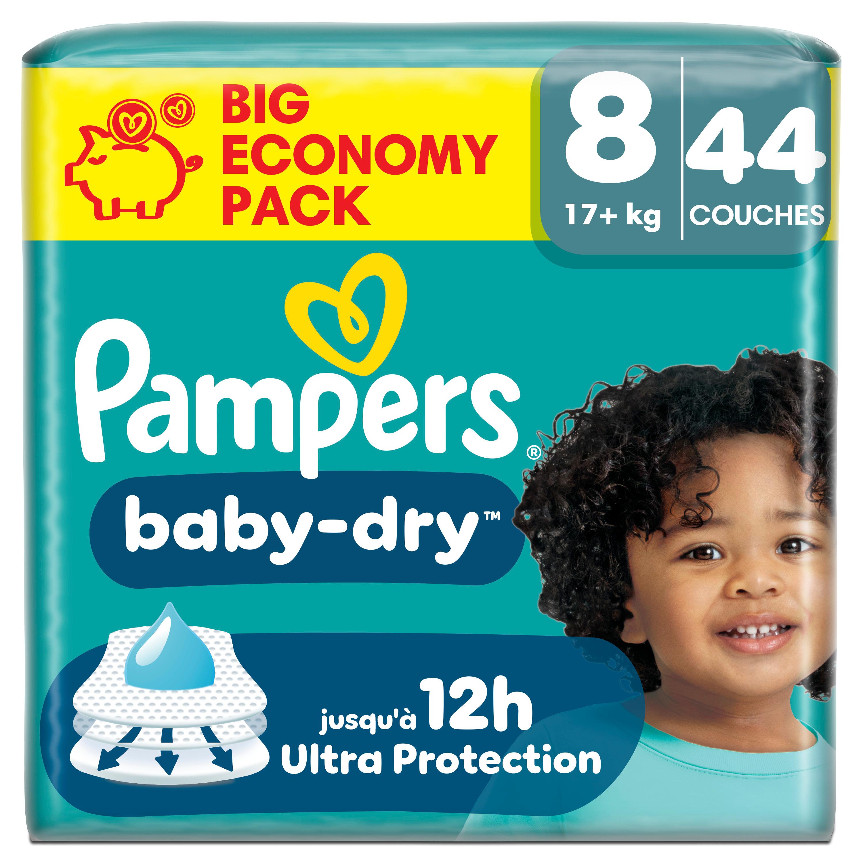 PAMPERS Baby Dry couches taille 8 (17kg+) 44 couches