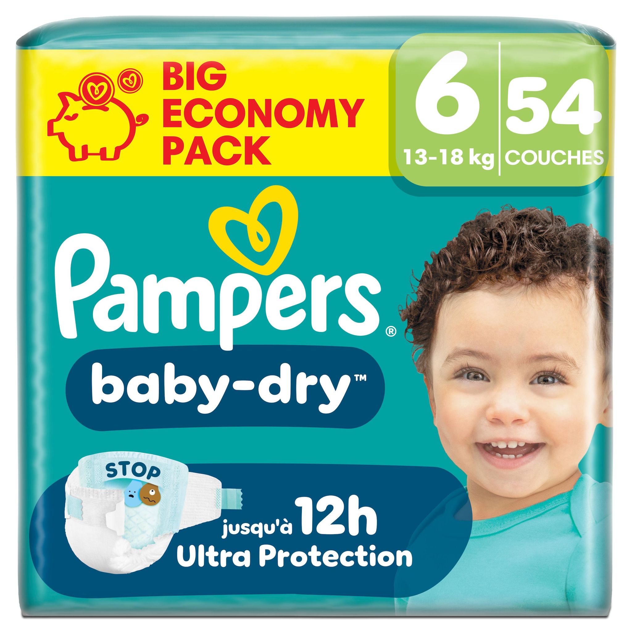 PAMPERS Baby dry couches taille 6 (13-18kg) 54 couches
