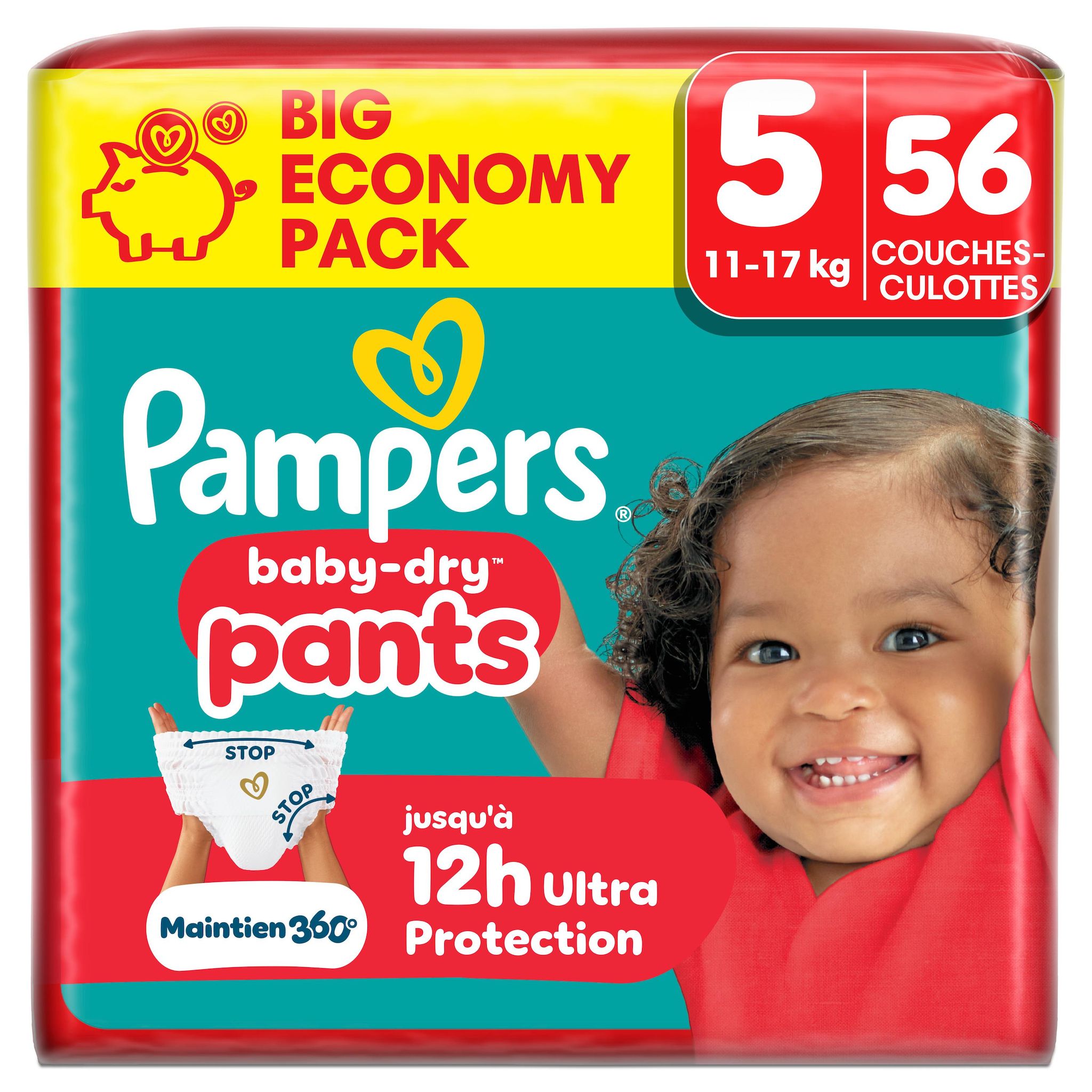 PAMPERS Baby Dry couches-culottes taille 5 (11-17kg) 56 couches-culottes