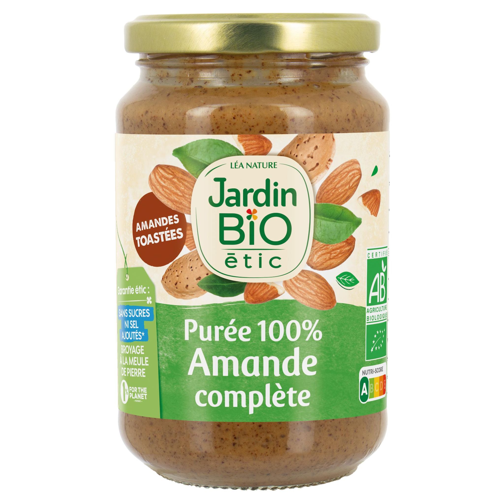 JARDIN BIO Purée 100% d'amande complète sans sucres ajoutés bio 350g