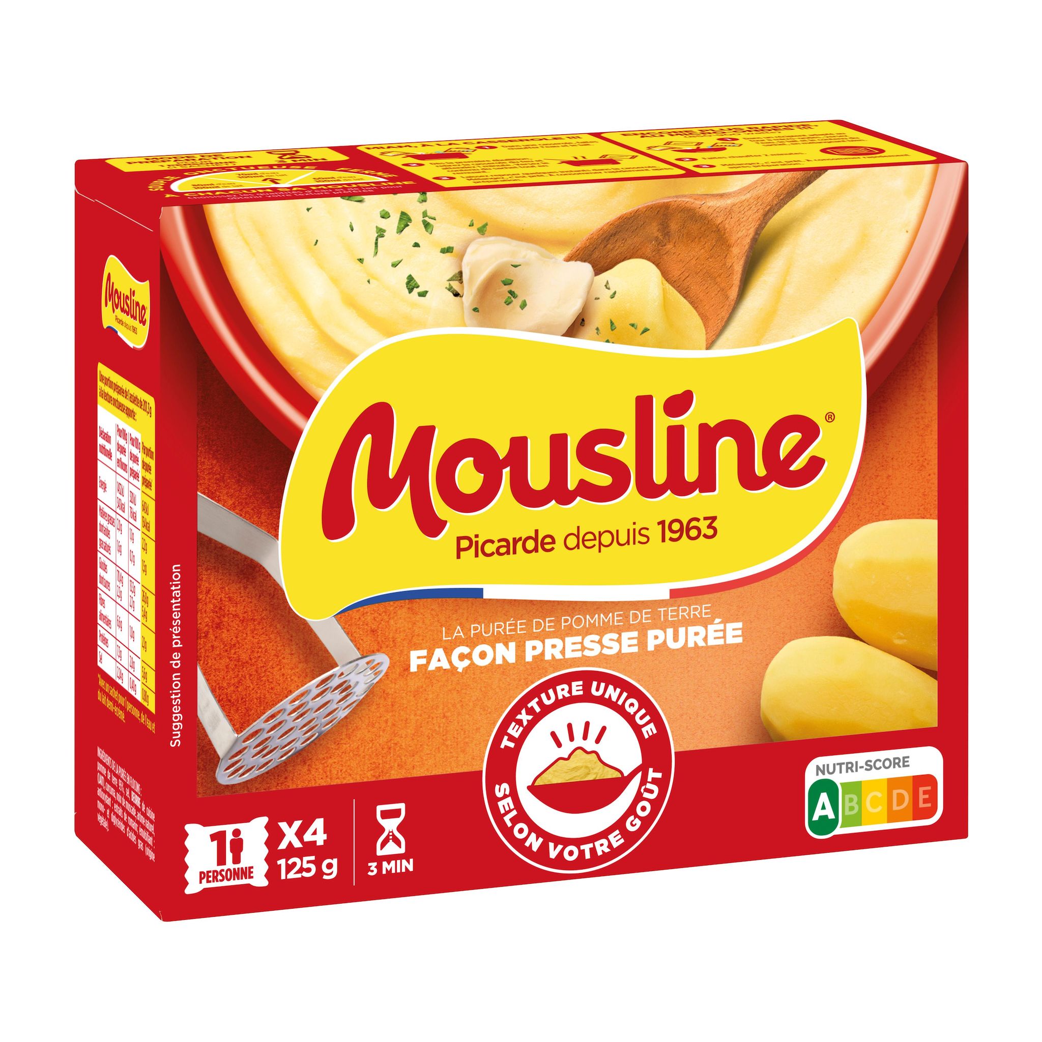 MOUSLINE Purée façon presse-purée en sachet 4 sachets 125g