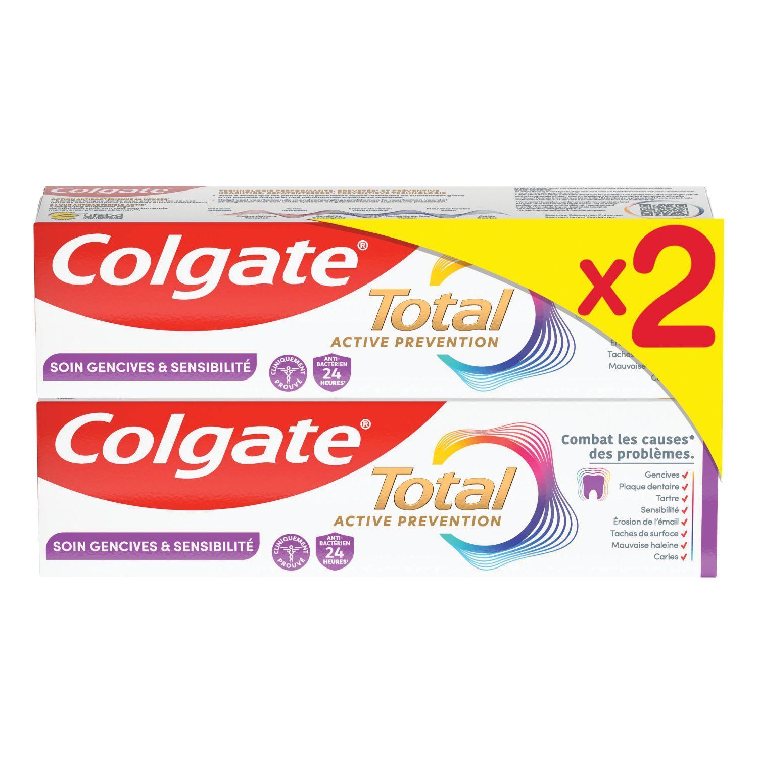 COLGATE Total Active Prevention Dentifrice soin gencives et sensibilité 2x75ml