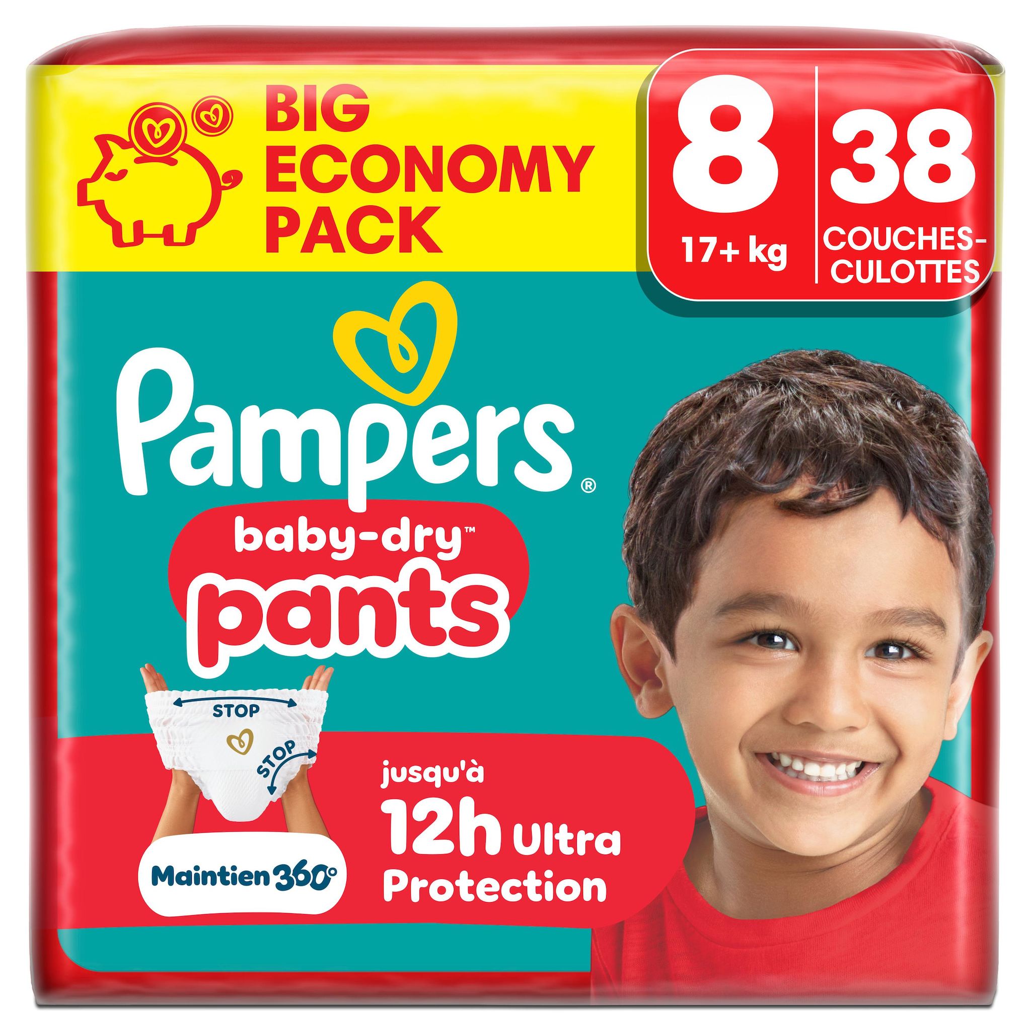 PAMPERS Baby Dry couches-culottes taille 8 (17kg+) 38 couches-culottes