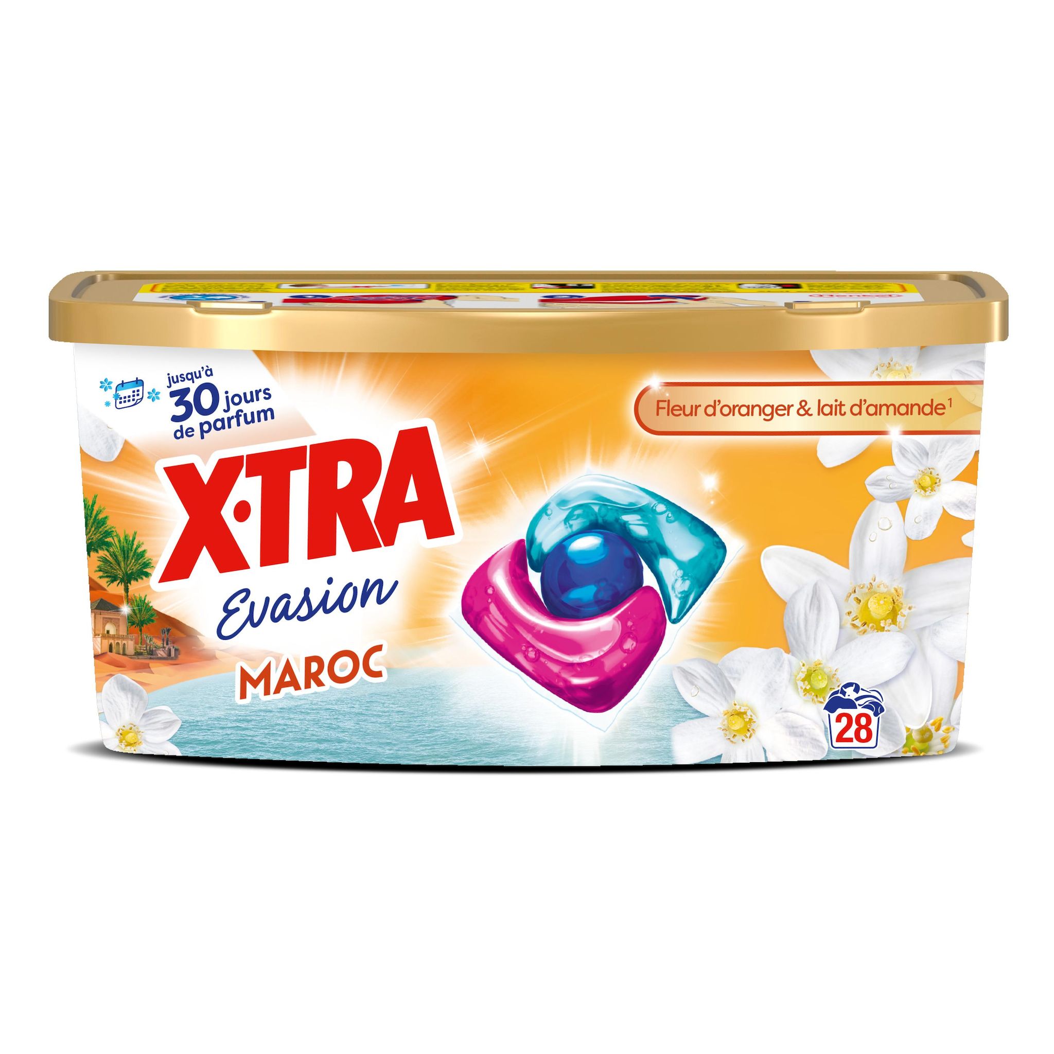 X-TRA Lessive capsules evasion maroc 28 lavages