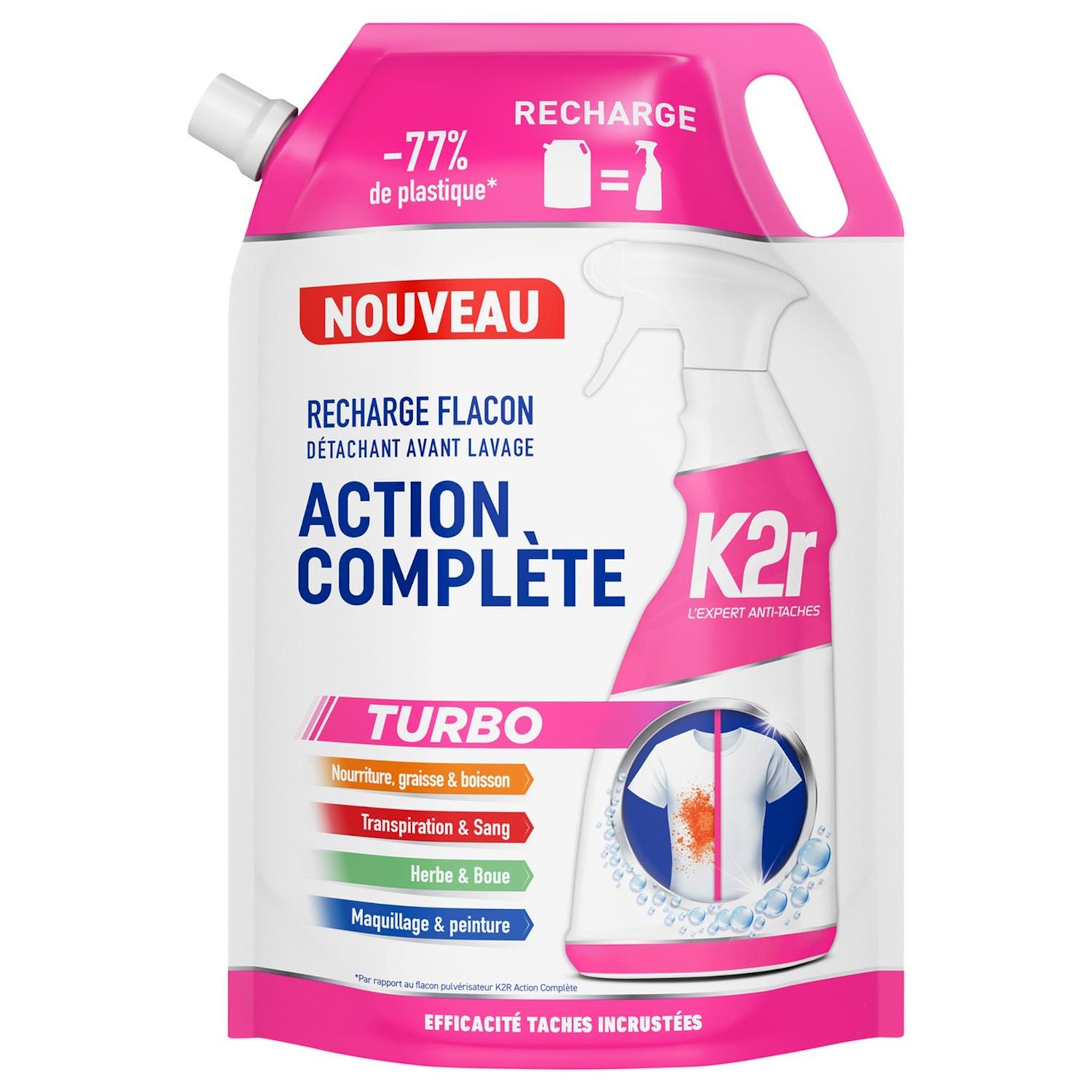 K2R Recharge détachant liquide avant lavage efficace contre toutes les taches 750ml