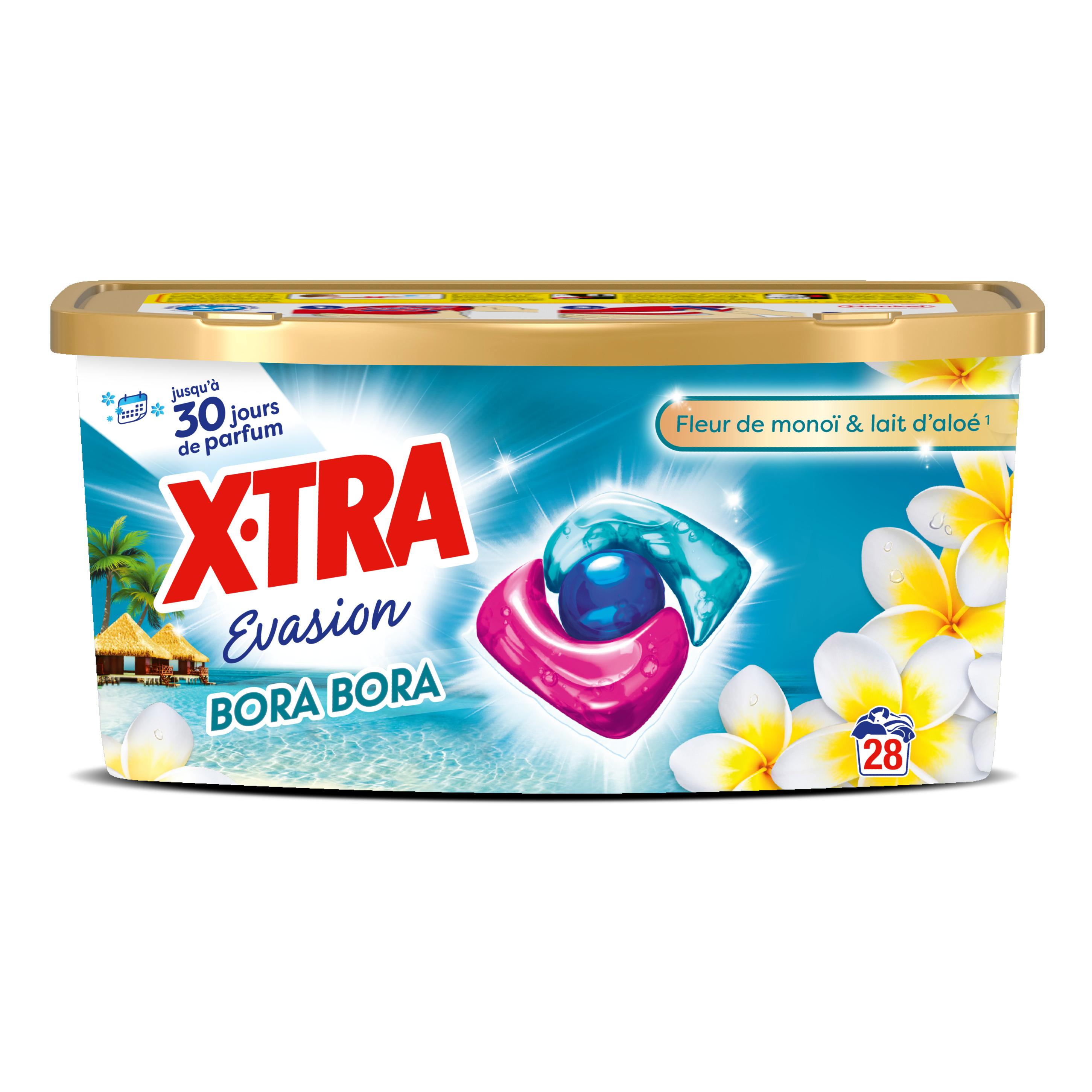 Voir la diapositive 2 : X-TRA Lessive capsules parfum bora bora 28 lavages 28 doses