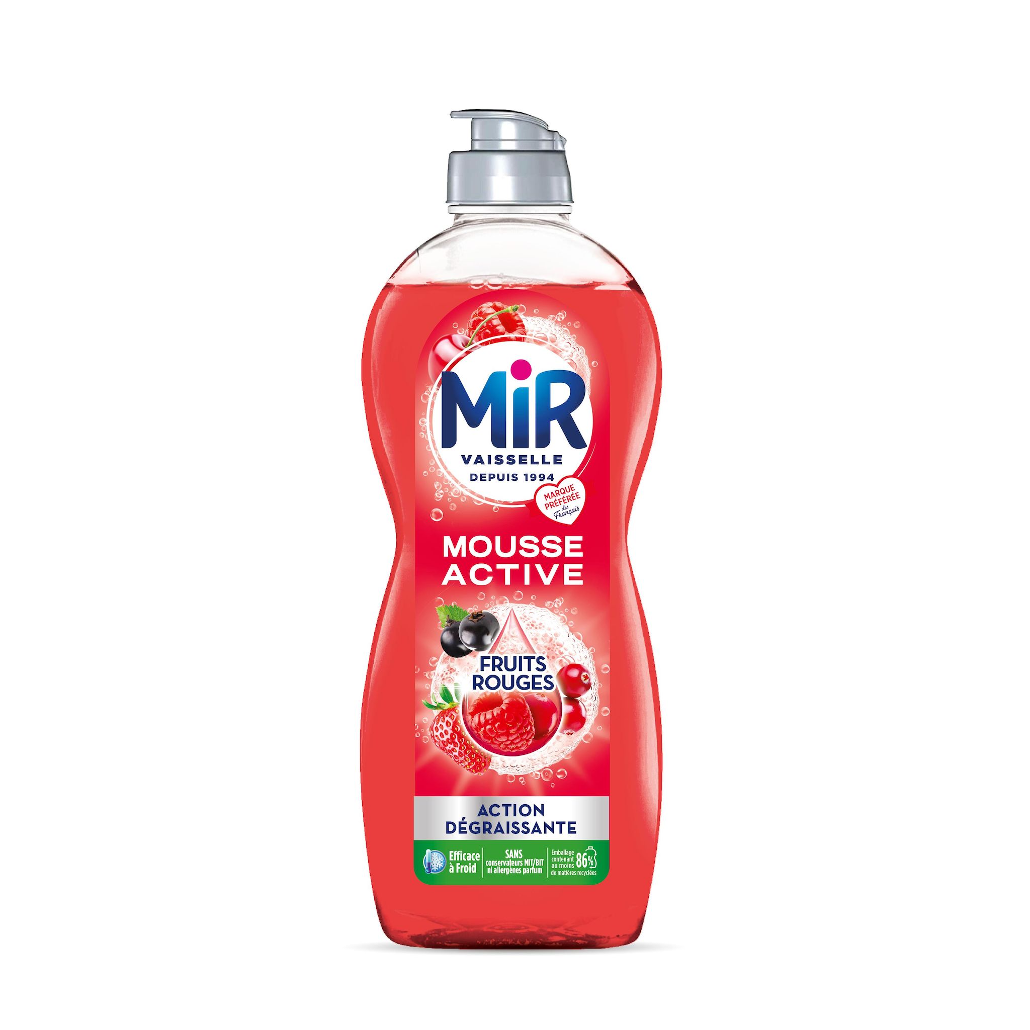 MIR Mousse active liquide vaisselle dégraissant fruits rouges 675ml