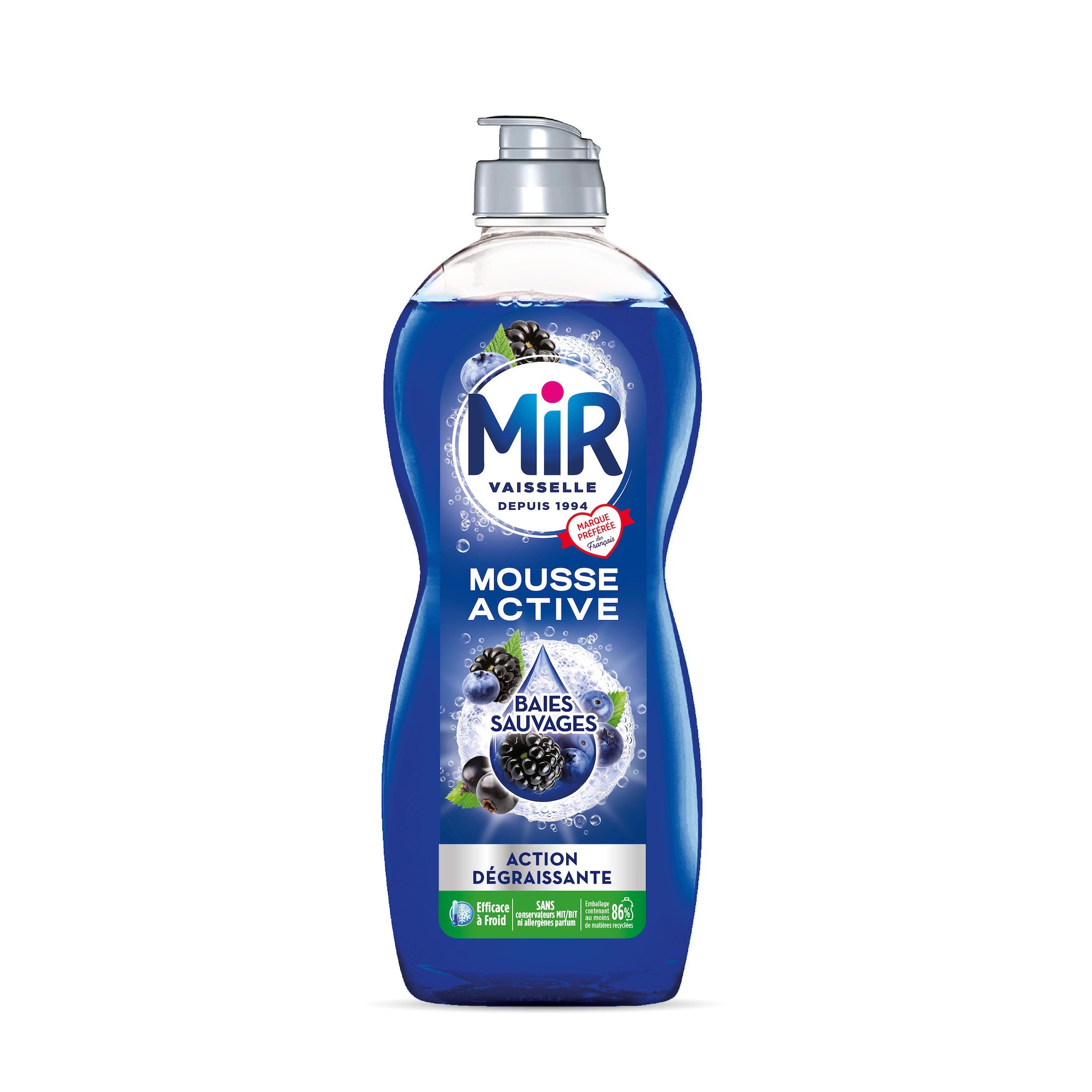 MIR Mousse active liquide vaisselle dégraissant baies sauvages 675ml