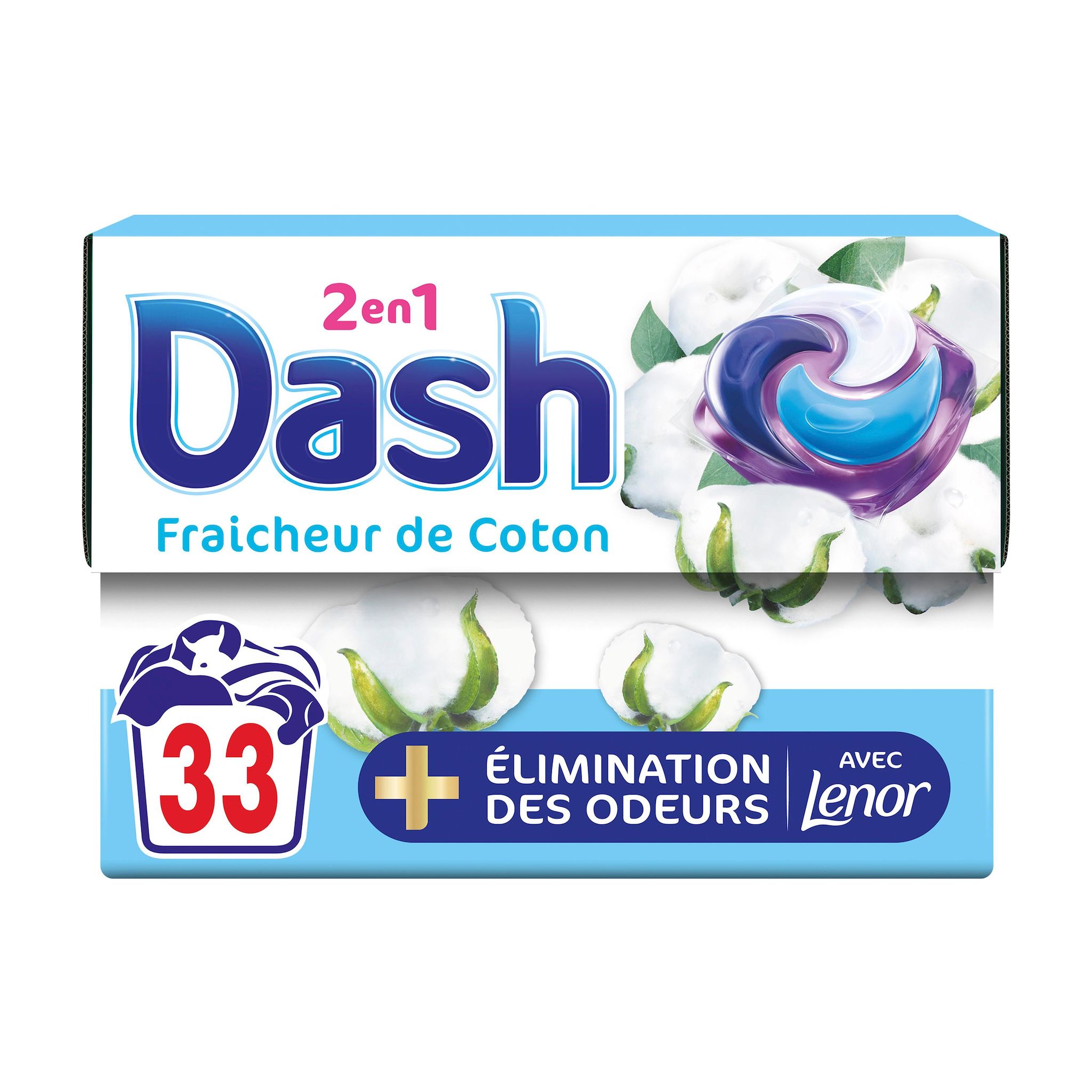 DASH All-in-1 Pods détergent capsules fraîcheur de coton 33 lavages 33 doses
