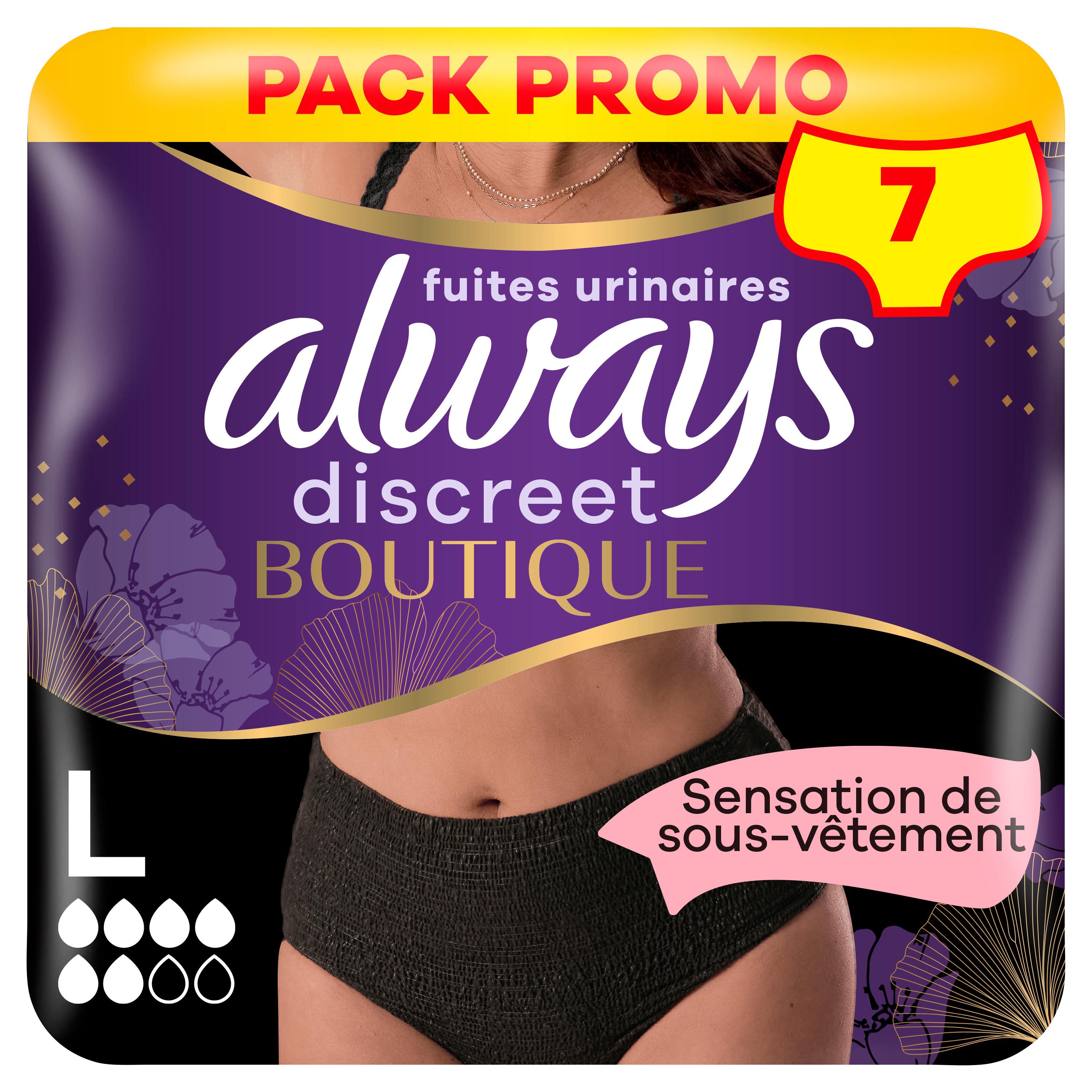 ALWAYS Discreet Culottes pour fuites urinaires taille L noire 7 culottes