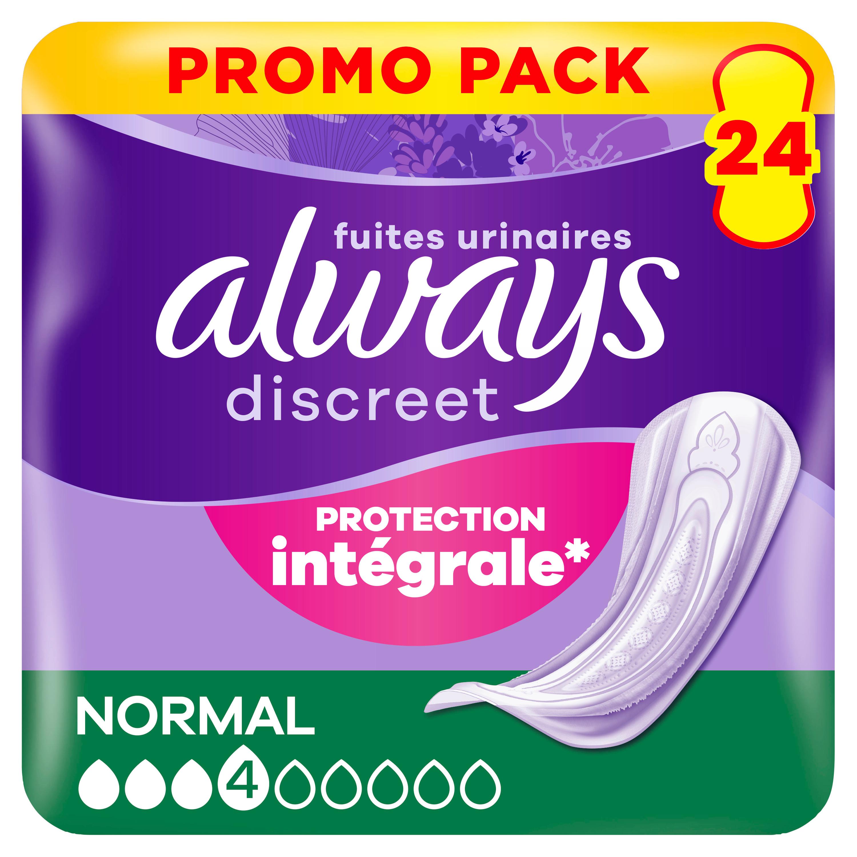 Voir la diapositive 2 : ALWAYS Discreet Serviettes pour fuites urinaires normal 2X12 serviettes