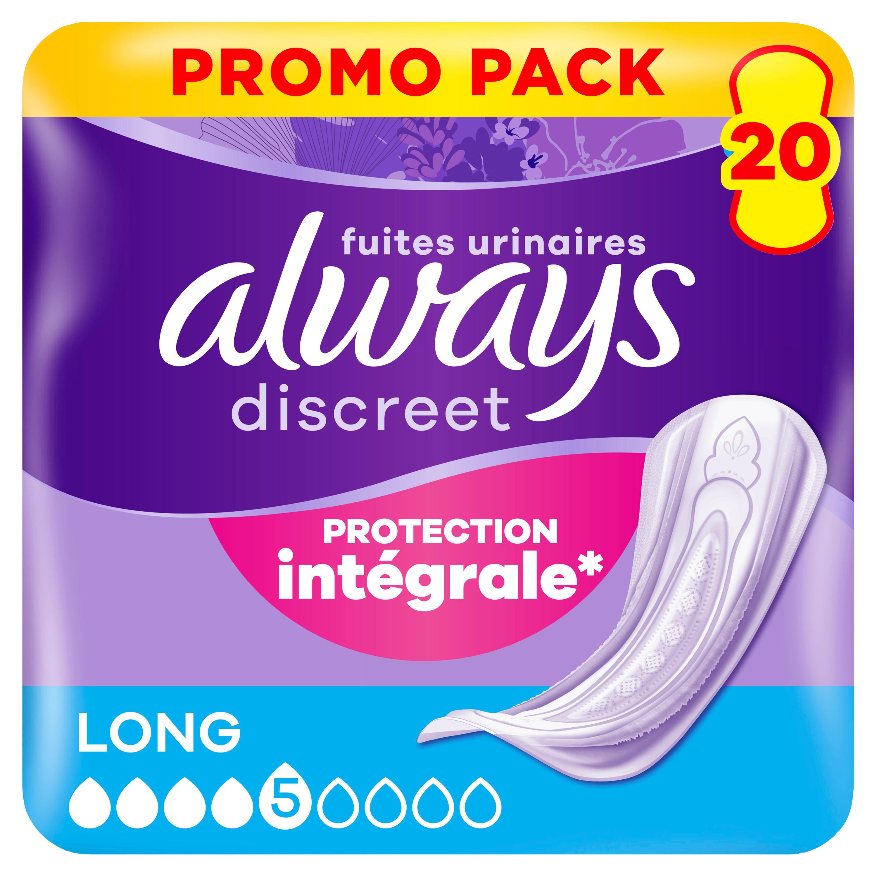 ALWAYS Discreet Serviettes pour fuites urinaires long 20 serviettes