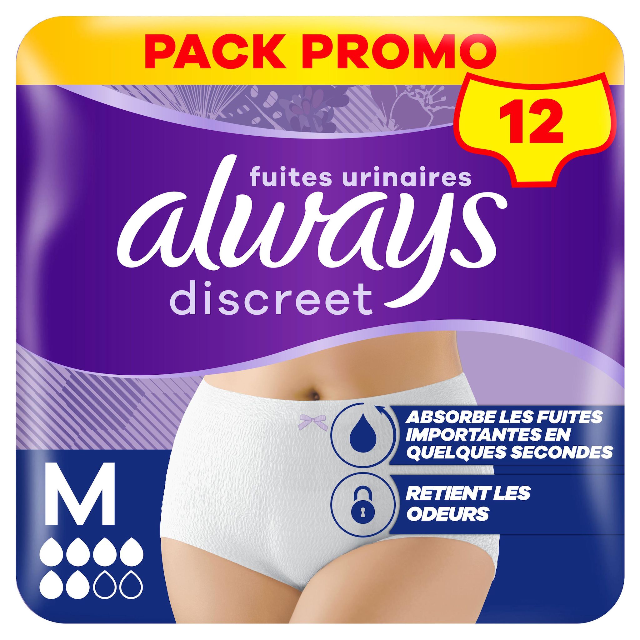 ALWAYS Discreet Culottes pour fuites urinaires taille M 12 culottes