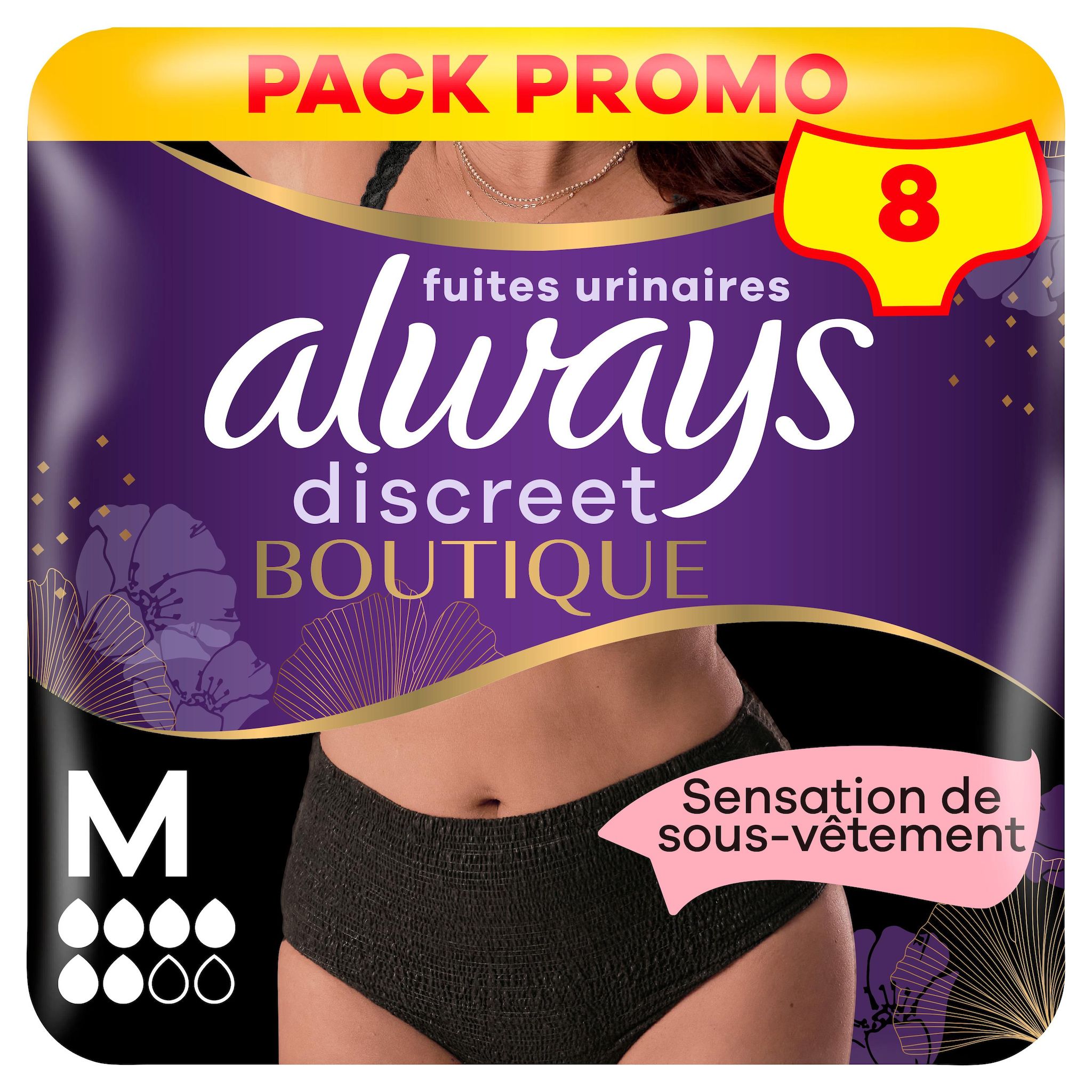 ALWAYS Discreet Culottes pour fuites urinaires taille M noire 8 culottes