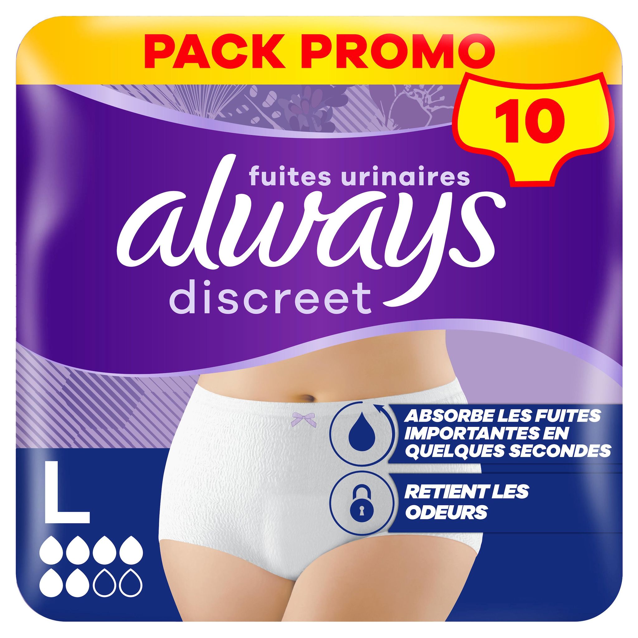 ALWAYS Discreet Culottes pour fuites urinaires taille L 10 culottes