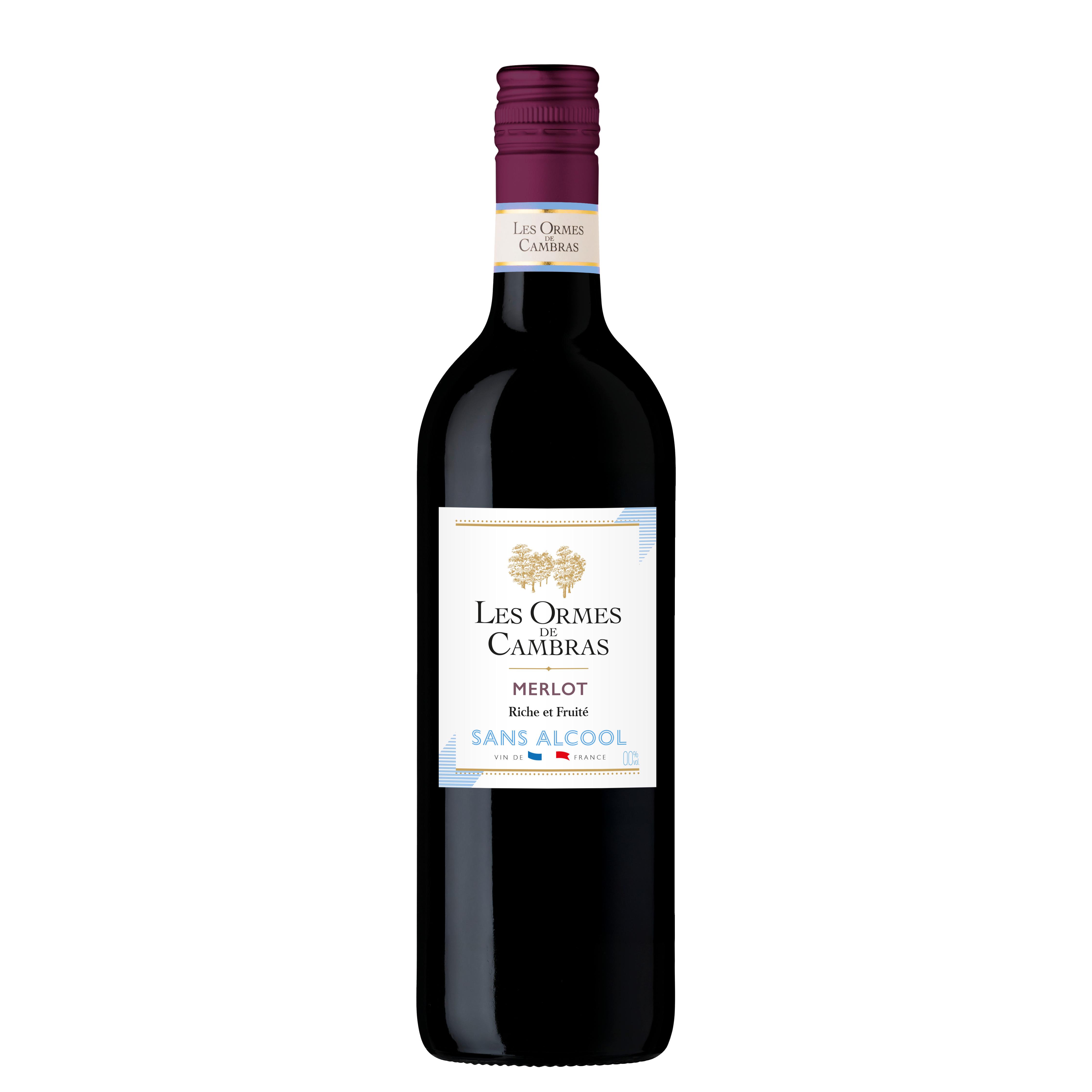 LES ORMES DE CAMBRAS Vin de france merlot rouge sans alcool 75cl
